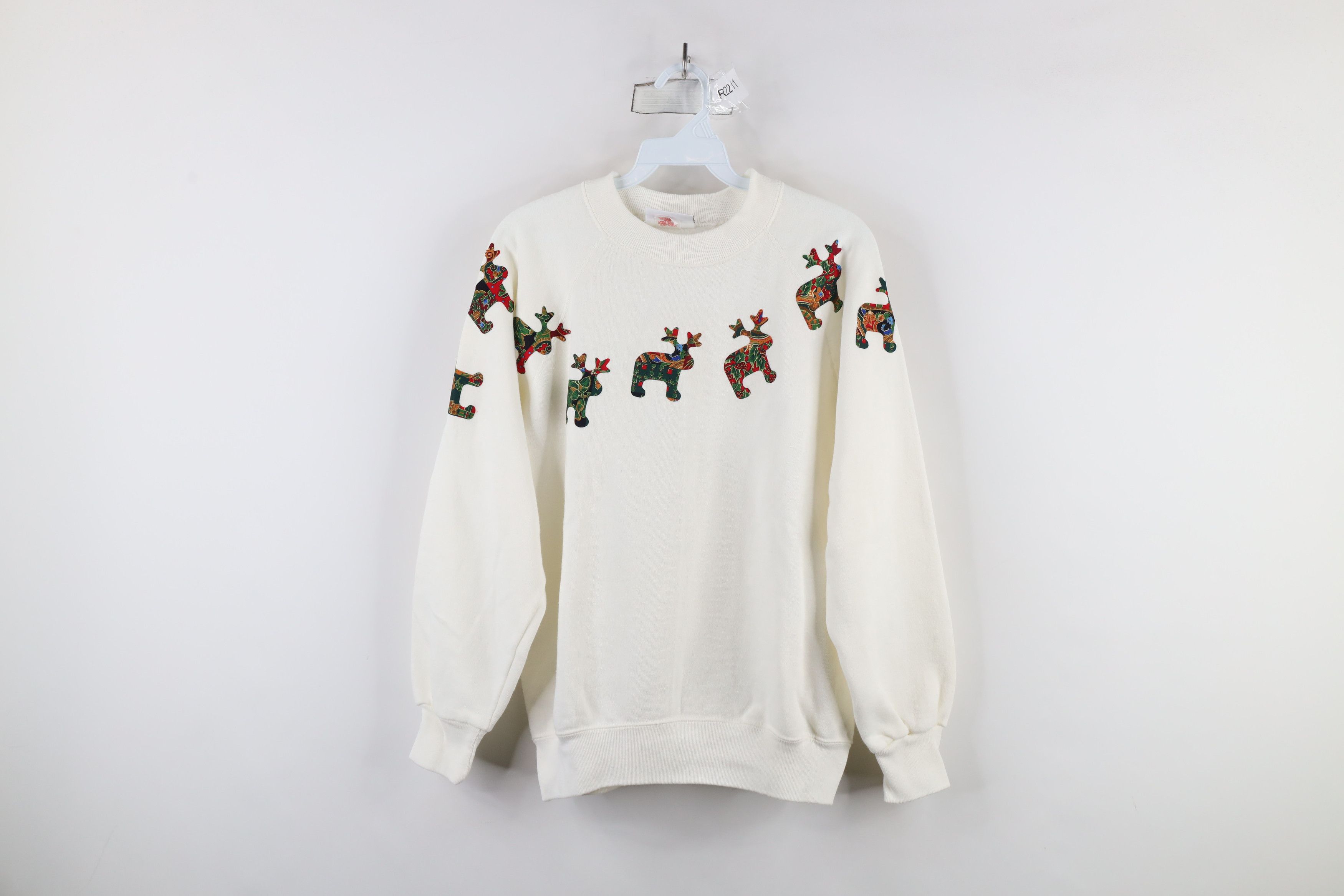 Vintage Vintage 90s Streetwear Moose Patch Sweatshirt White USA Size L / US 10 / IT 46 - 1 Thumbnail