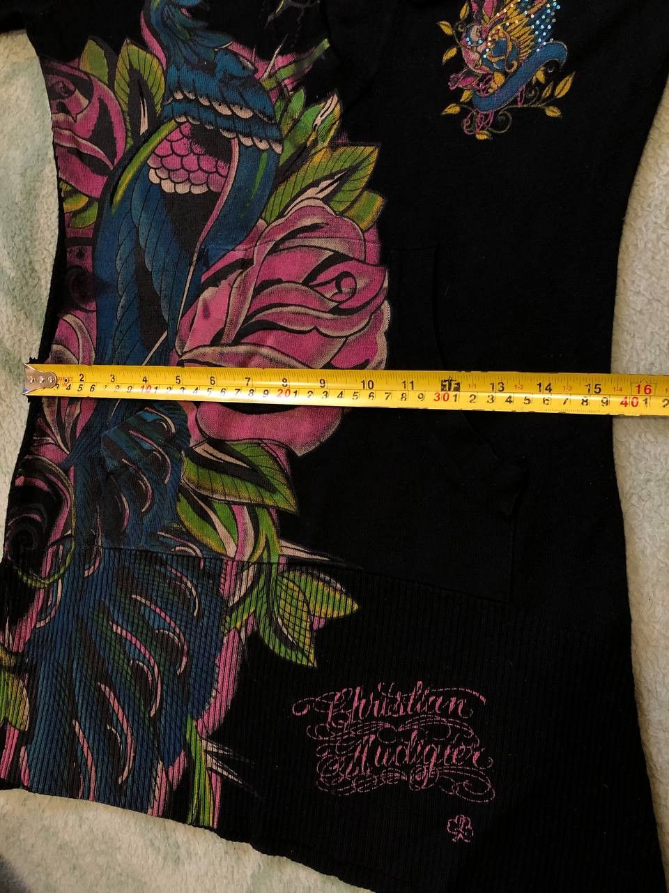 Christian Audigier CHRISTIAN AUDIGIER Sweater Hoodie Bell Sleeve Black Graphic Size L / US 10 / IT 46 - 13 Thumbnail