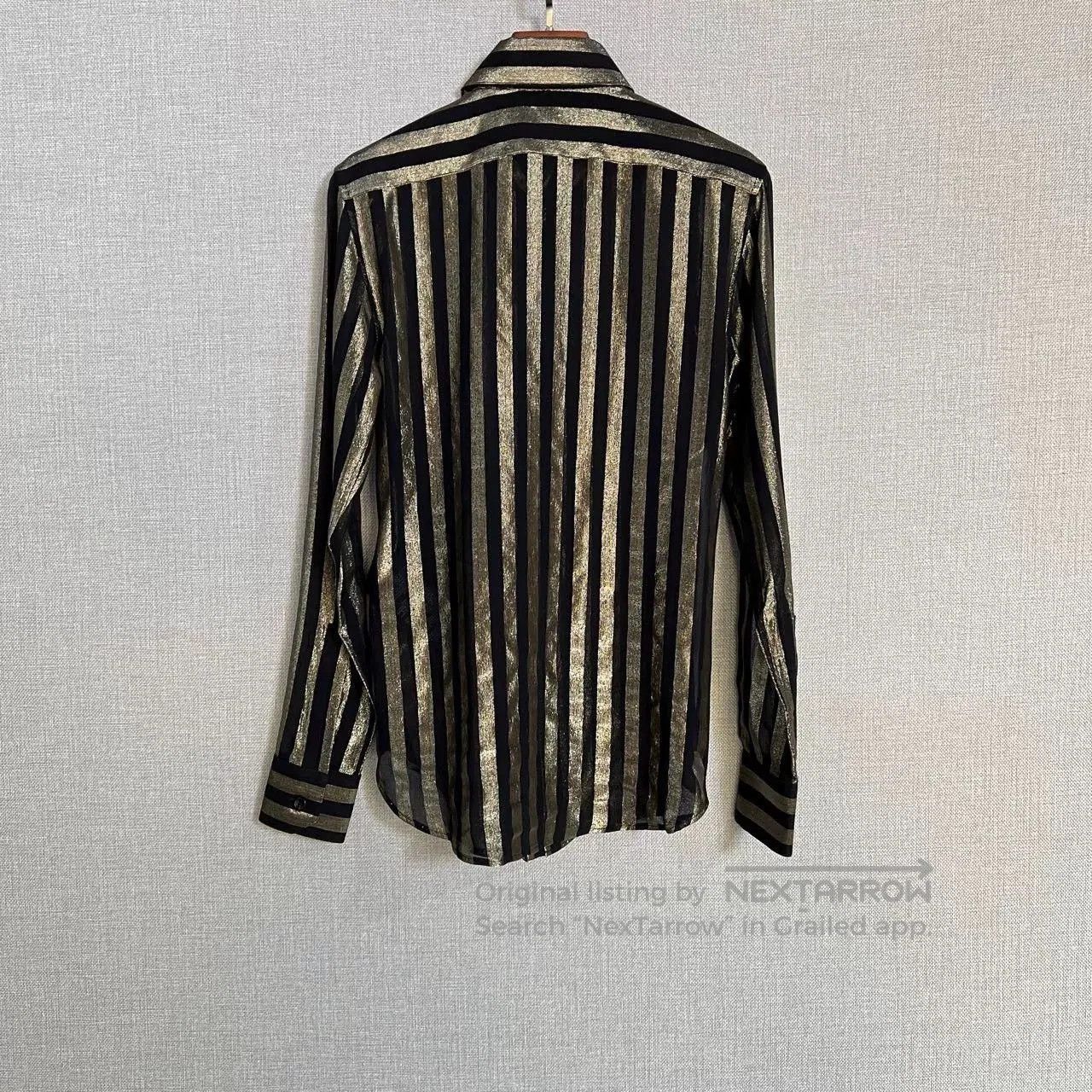 Saint Laurent Paris Saint Laurent YSL Black Gold Sequin Silk Blouse. Size XXS / US 00 / IT 34 - 2 Thumbnail