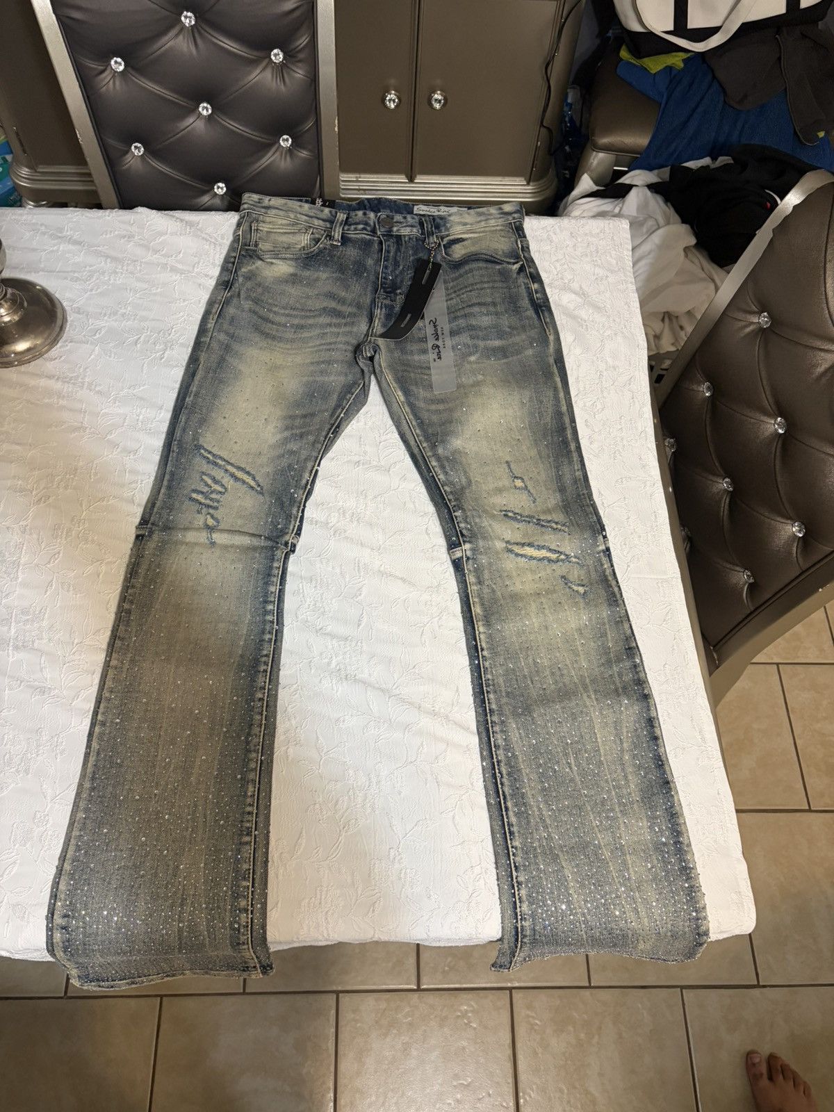 Smoke Rise Embellished light blue Mens skinny-jeans Size US 32 / EU 48 - 1 Thumbnail