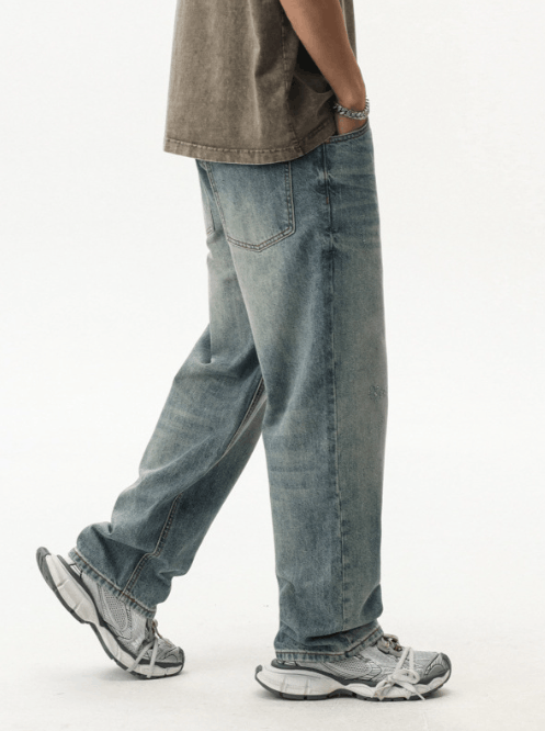 Japanese Brand Japanese retro washed blue distressed straight jeans Size US 34 / EU 50 - 3 Thumbnail