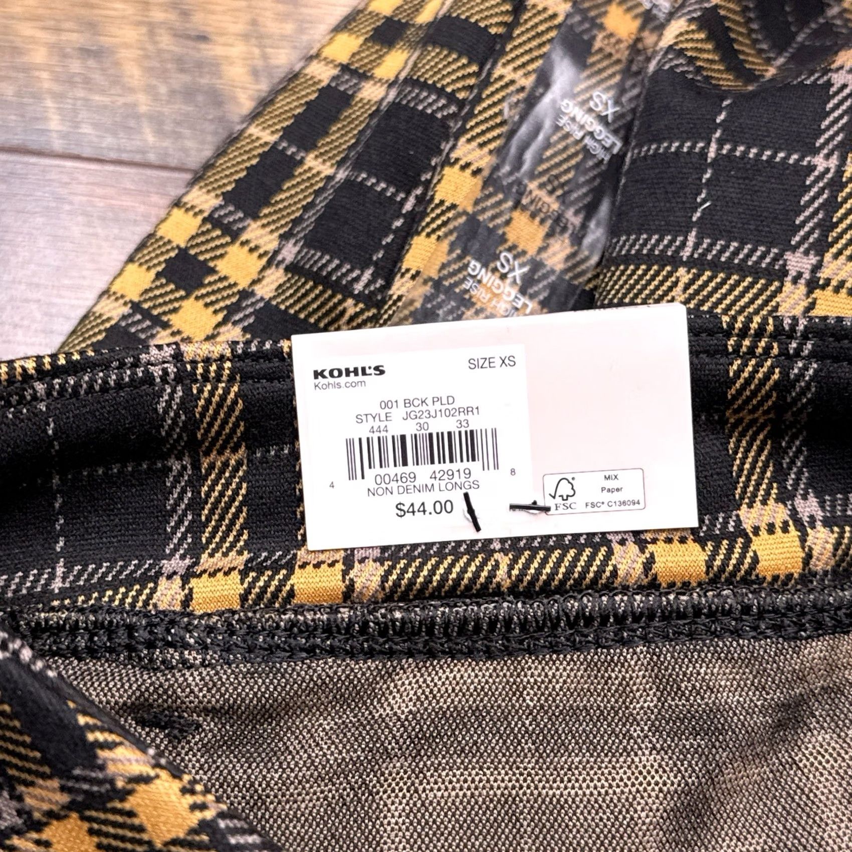 Vintage SO High Rise Legging Womens XS Black Plaid Stretch Ponte Logo Casual Sport City Size 26" / US 2 / IT 38 - 6 Thumbnail