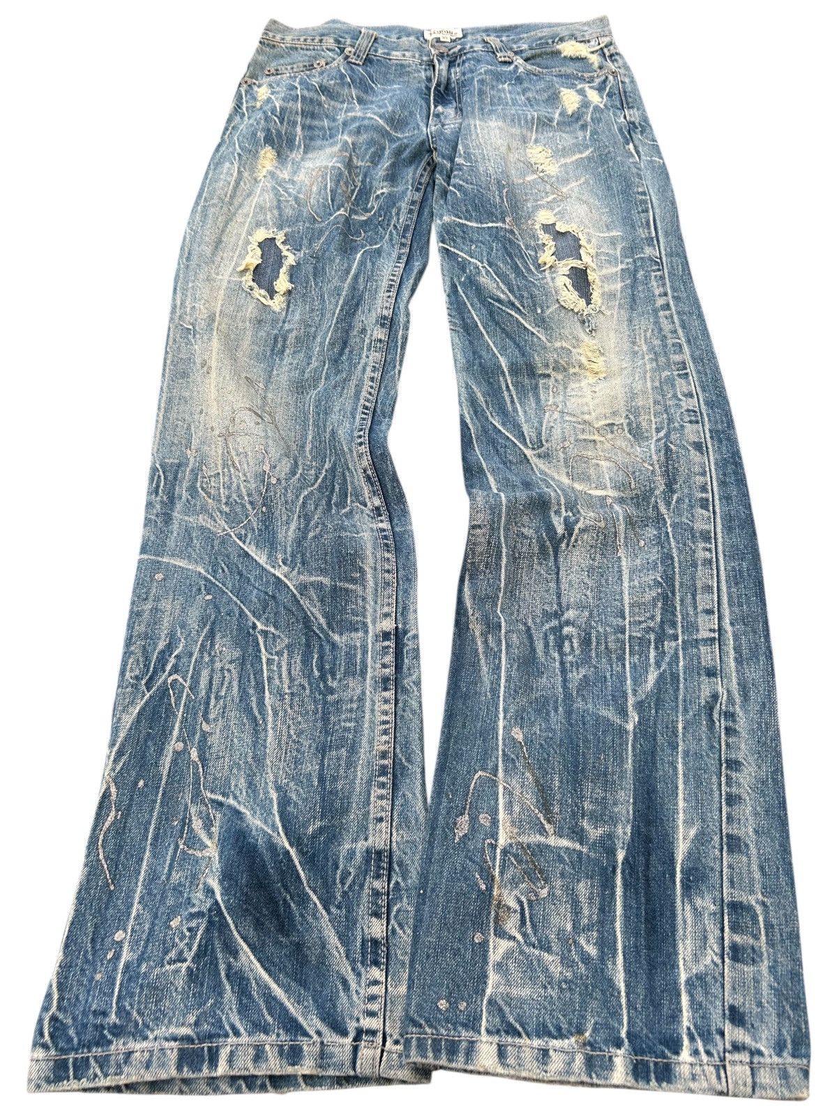 Kapital × Undercover × Vintage Japanese Nylaus Distressed Punk Bondage Denim Jeans Size US 33 - 1 Thumbnail