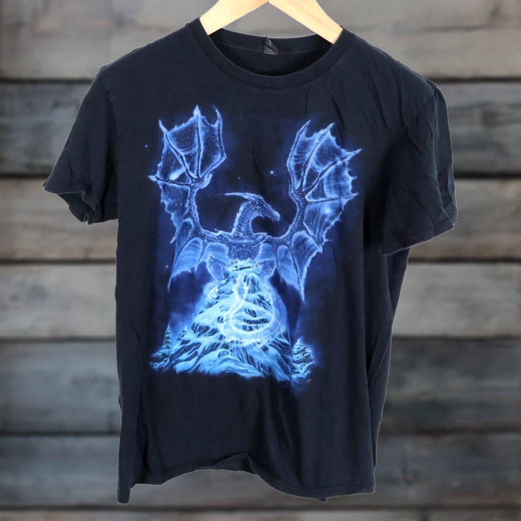 Anvil Ed Beard Jr. Dragon T-Shirt Adult Large Black Winter Spirit Graphic Print Gothic Retro 2014 Anvil Mens L Size US L / EU 52-54 / 3 - 1 Thumbnail