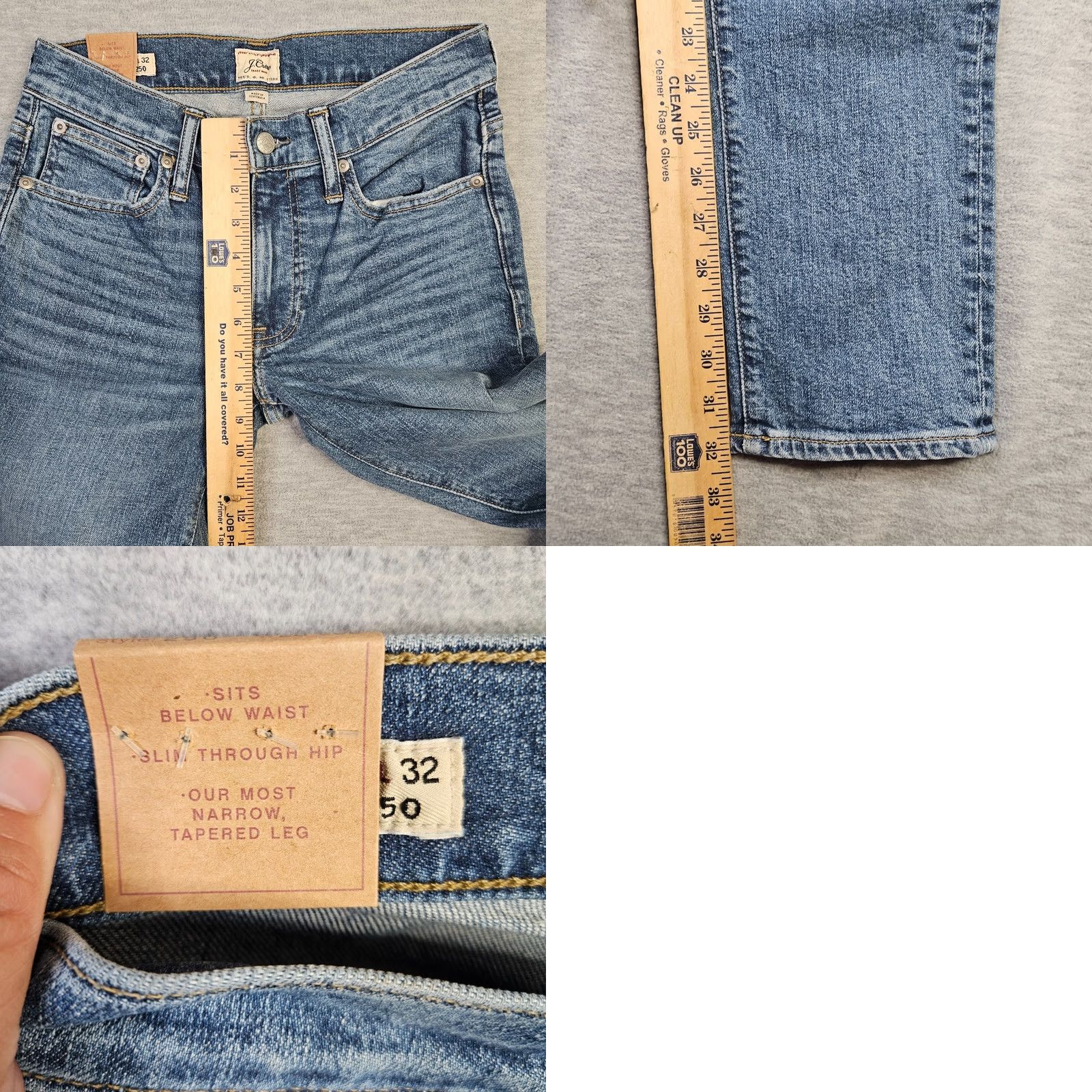 J.Crew J.CREW Jeans Slim Medium Wash 28x32 Denim Cotton 5-Pocket Tapered Belted Mens Regular Modern Preppy Size US 28 / EU 44 - 8 Thumbnail