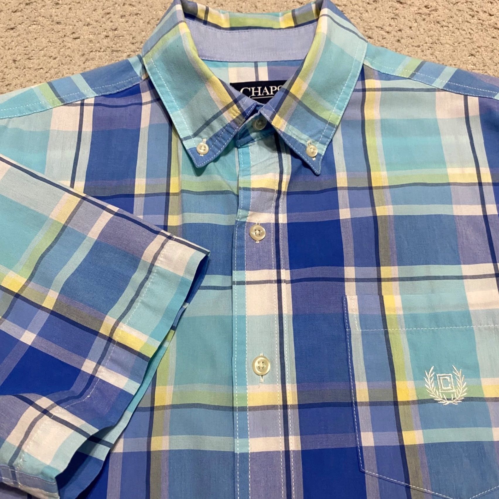 Chaps Chaps Shirt Mens M Multicolor Plaid Short Sleeve Button-Down Nike Size US M / EU 48-50 / 2 - 5 Thumbnail
