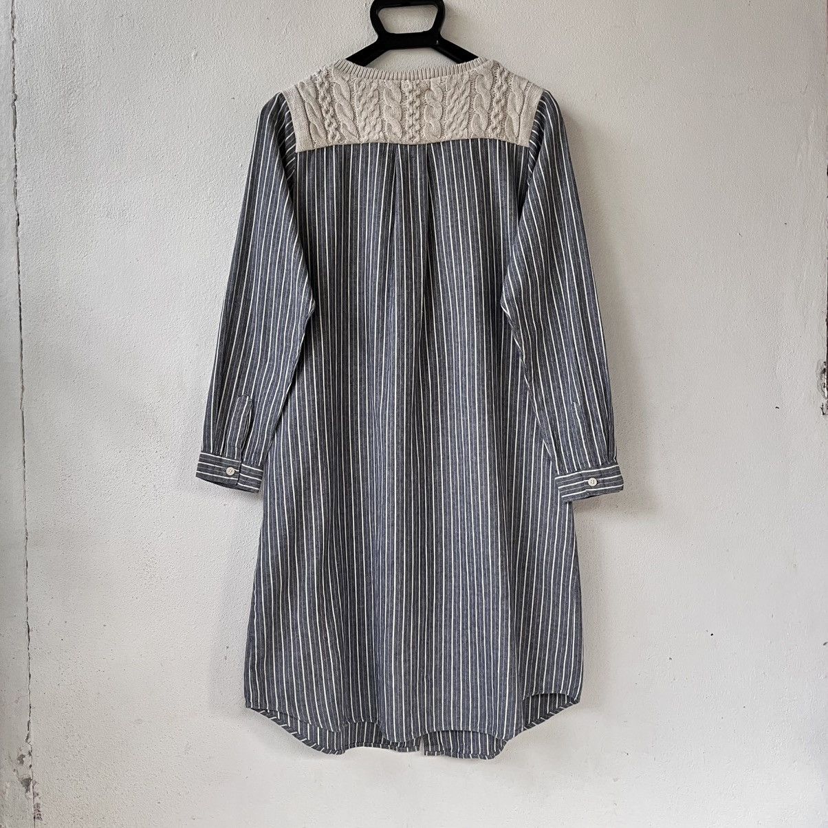 Beams Plus Beams Heart Hybrid Knit Panel Shirt Dress Cable Knit Stripe Size M / US 6-8 / IT 42-44 - 5 Thumbnail