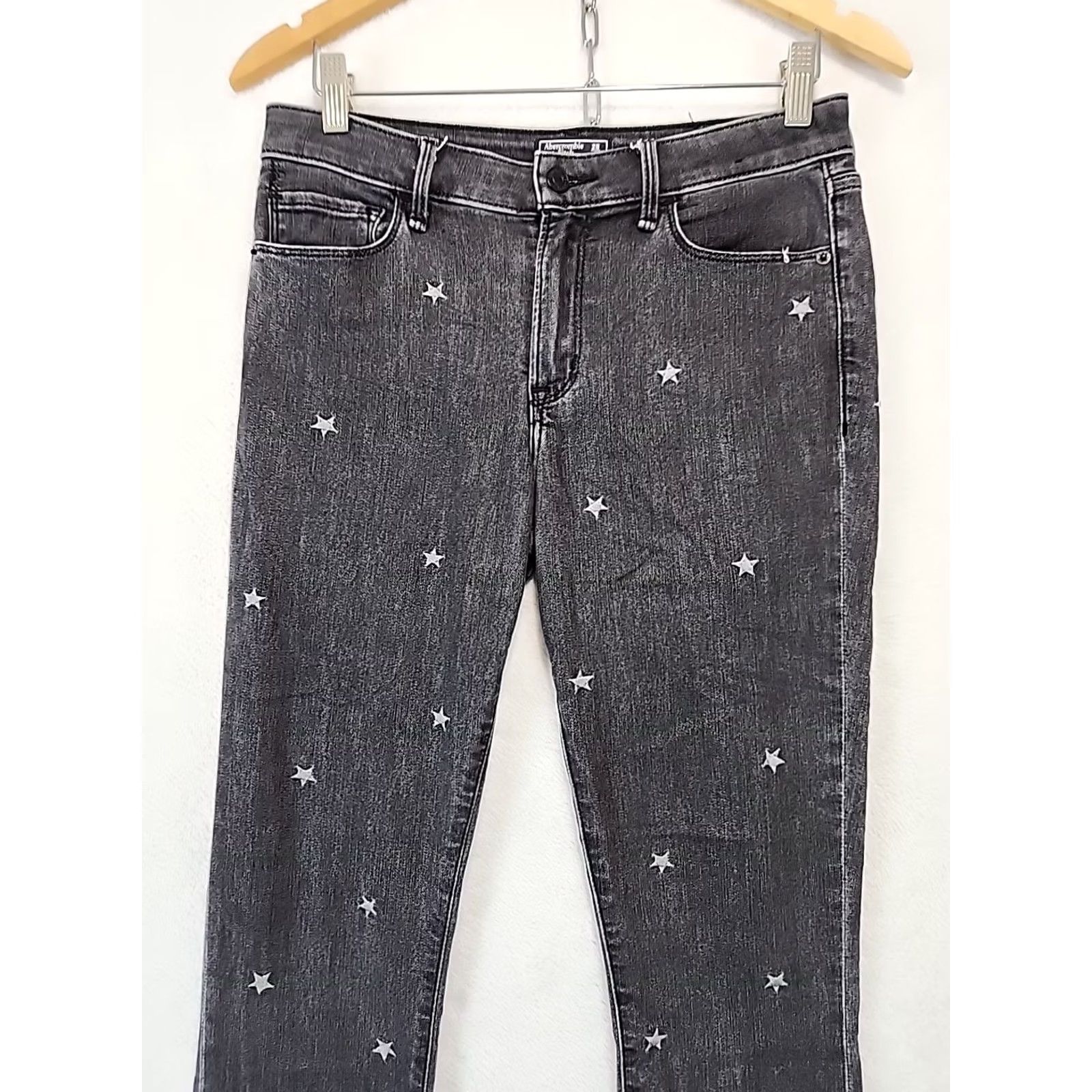 Abercrombie & Fitch VINTAGE Abercrombie & Fitch Black Stars Jeans Mid Rise Super Skinny Ankle Women's 28/6R Size 28" / US 6 / IT 42 - 2 Thumbnail