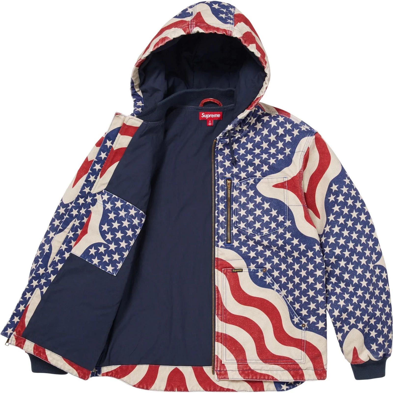 Supreme SS26 Supreme Flag Quilted Hooded Work Jacket M Medium Size US M / EU 48-50 / 2 - 3 Thumbnail