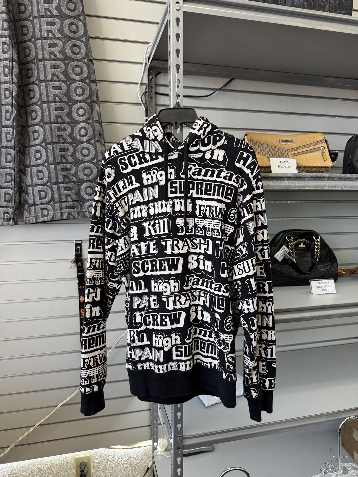 Hysteric Glamour × Supreme Supreme Hysteric Glamour Text HOODIE Black Medium Size US M / EU 48-50 / 2 - 1 Thumbnail