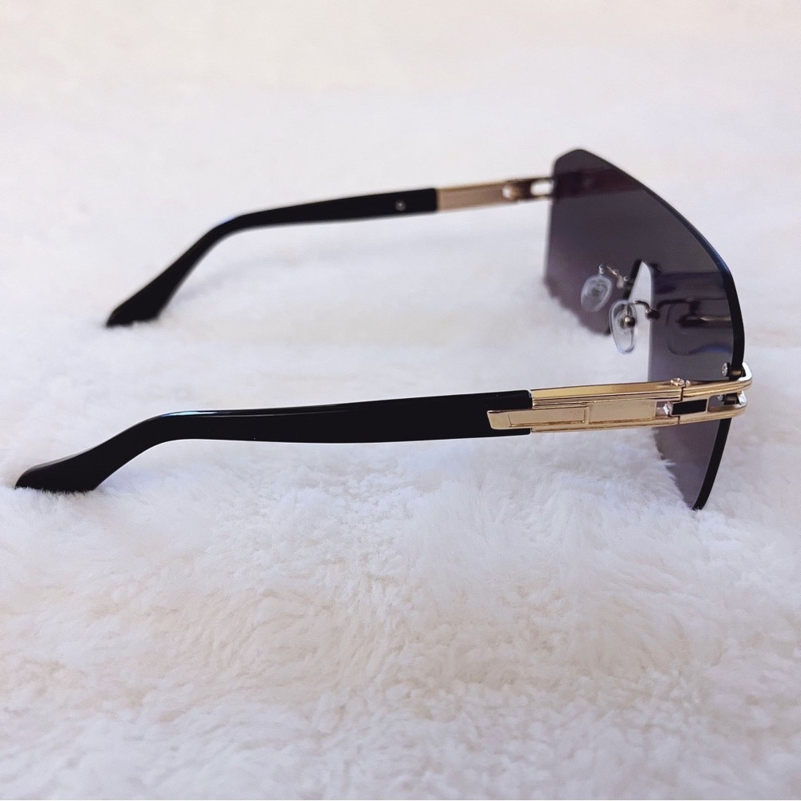 Other Sadie Black Oversized Rimless Flat-Top Sunglasses Size ONE SIZE - 7 Thumbnail