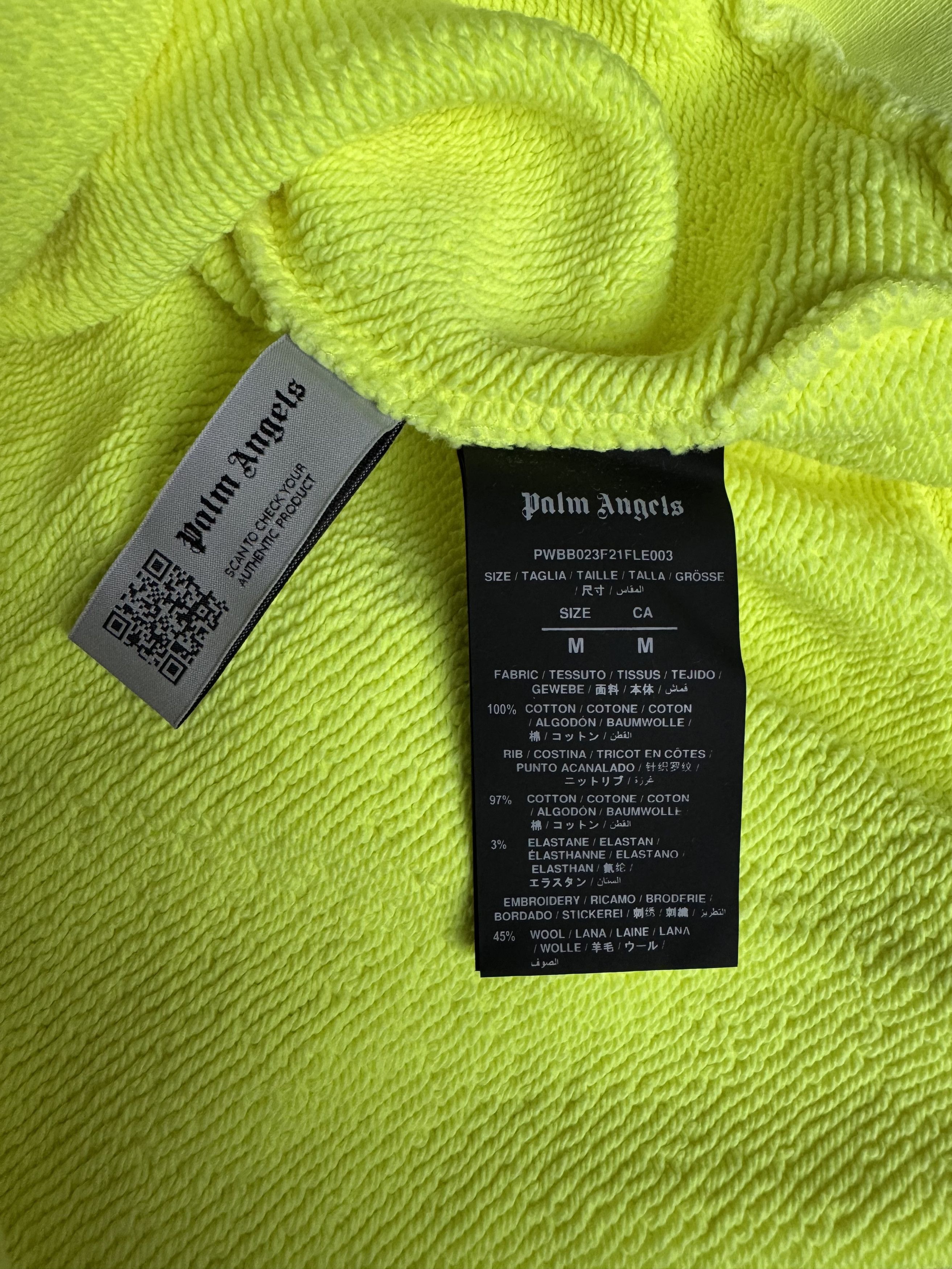 Palm Angels Bear Hoodie Sprayed Yellow Fluo