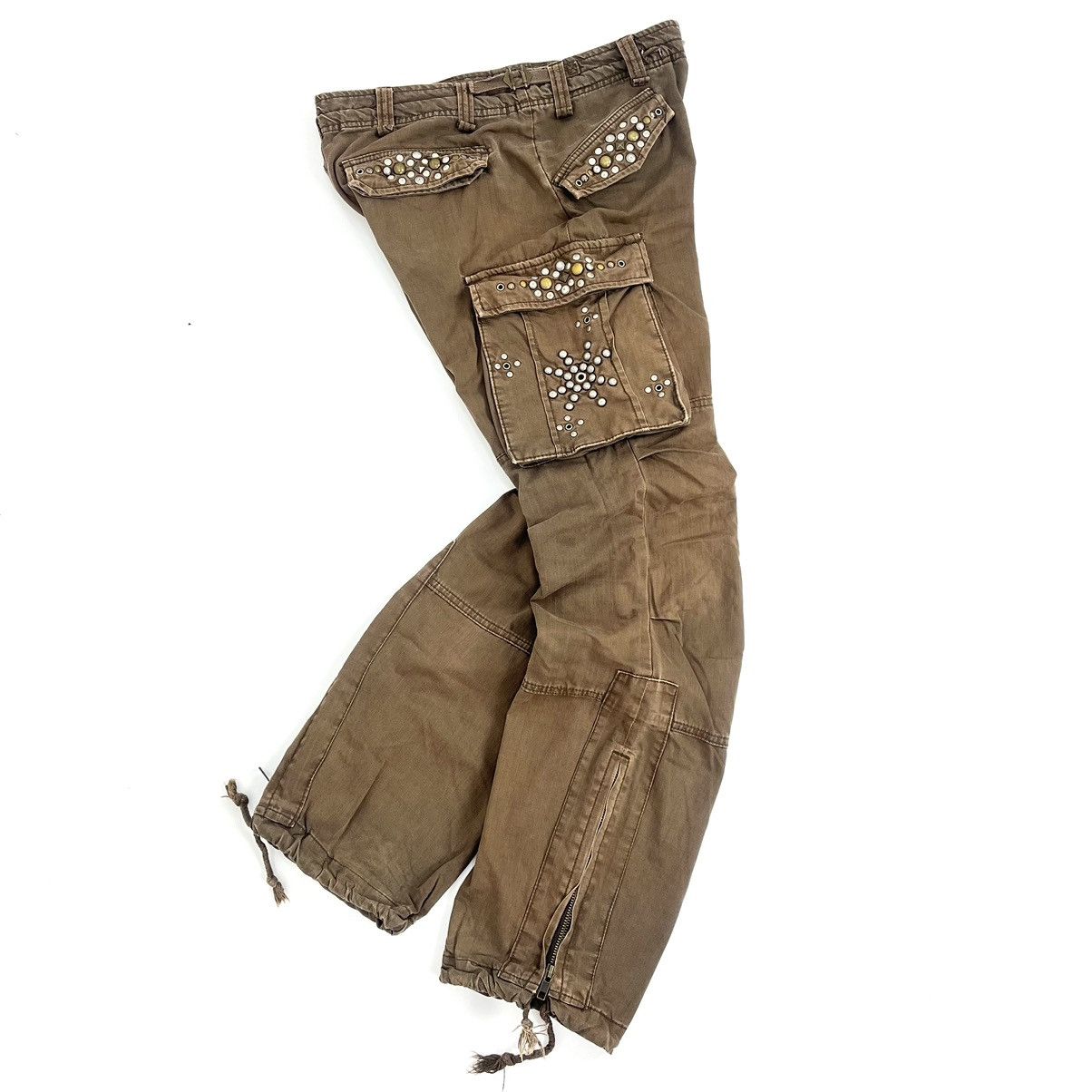 If Six Was Nine 2000s Crazy Bondage Studded Cargo Pants Lgb Goa Punks Style Size US 33 - 1 Thumbnail