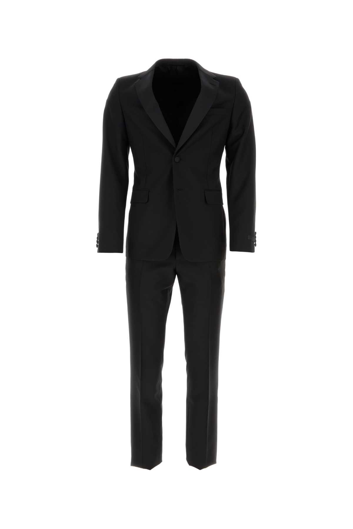 image of Prada Black Wool Blend Tuxedo, Men's (Size Small)