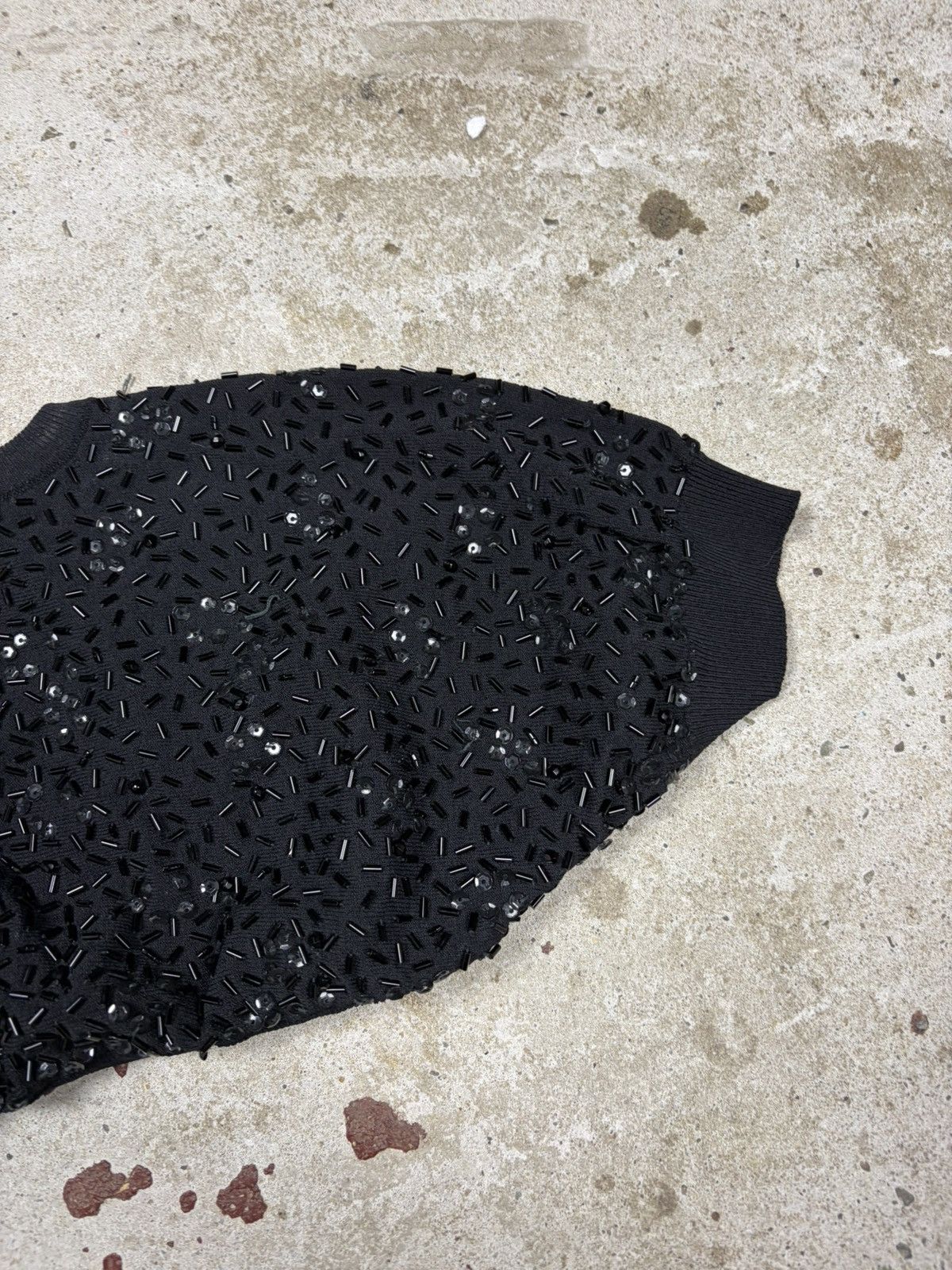 Dolce & Gabbana SS 1999 Dolce & Gabbana Runway Beaded Black Ultra Crop Top Size M / US 6-8 / IT 42-44 - 12 Thumbnail