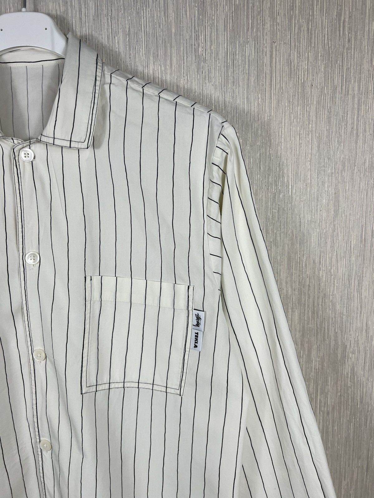 Stussy × Tekla Stussy x Tekla striped pajama button up pocket organic shirt Size US L / EU 52-54 / 3 - 3 Thumbnail