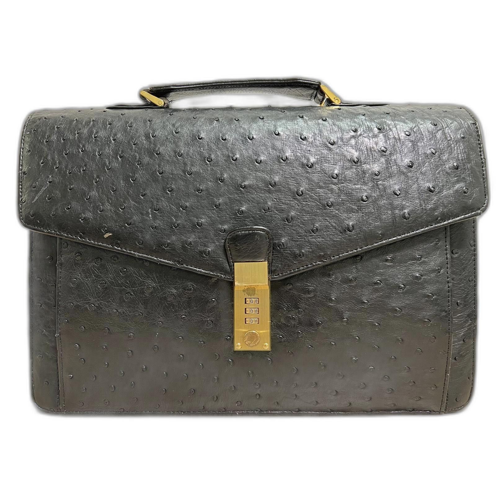 Designer Vintage Ostrich Skin Leather Briefcase Size ONE SIZE - 1 Thumbnail