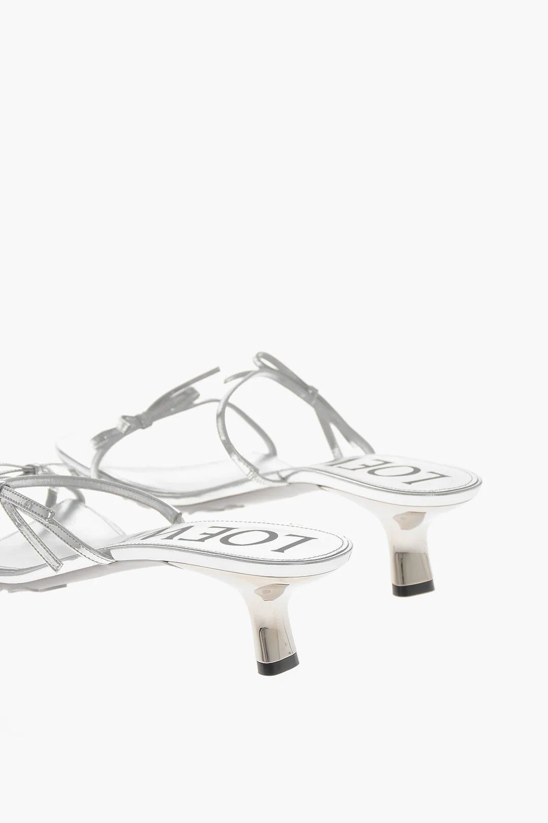 Versace og1mm0426 Lamé Leather Sandals in Silver Size US 5 / EU 37 - 2 Thumbnail