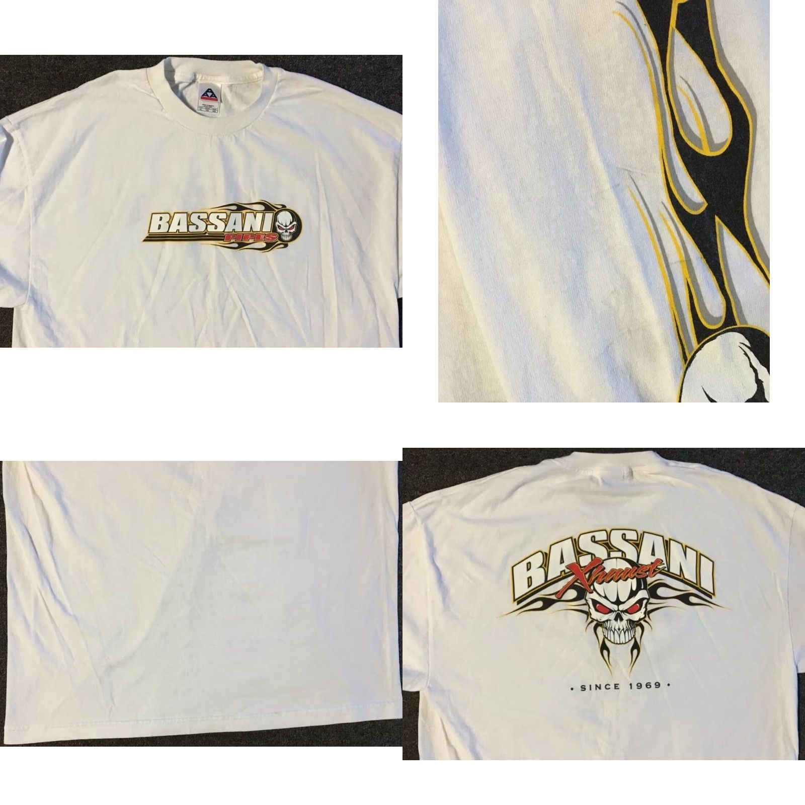 Vintage VINTAGE Bassani Shirts Faded Skull Flames Shirt XL Grunge Biker Punk Fire Skate Y2K 90s Size US XL / EU 56 / 4 - 8 Thumbnail