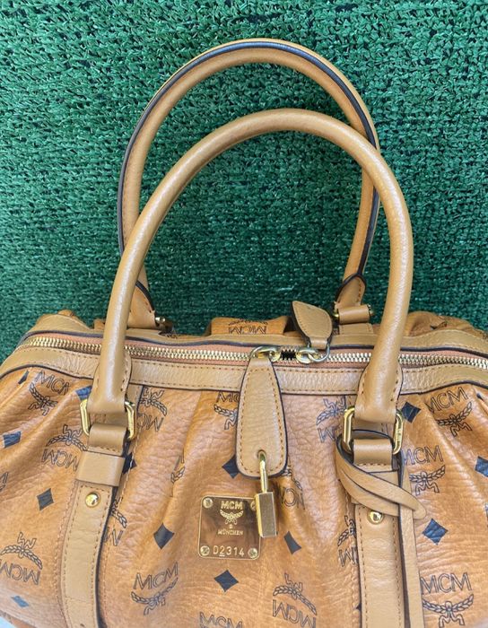 MCM MCM Visetos Cognac Bowling Satchel bag - Like New | Grailed