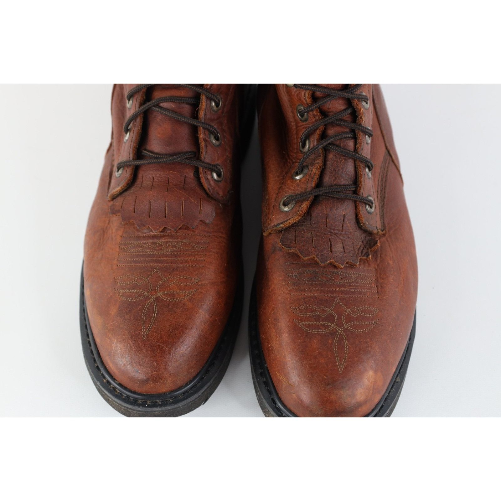Vintage Vintage 90s Streetwear Tribal Fringed Leather Logger Boots Size US 10 / EU 43 - 3 Thumbnail