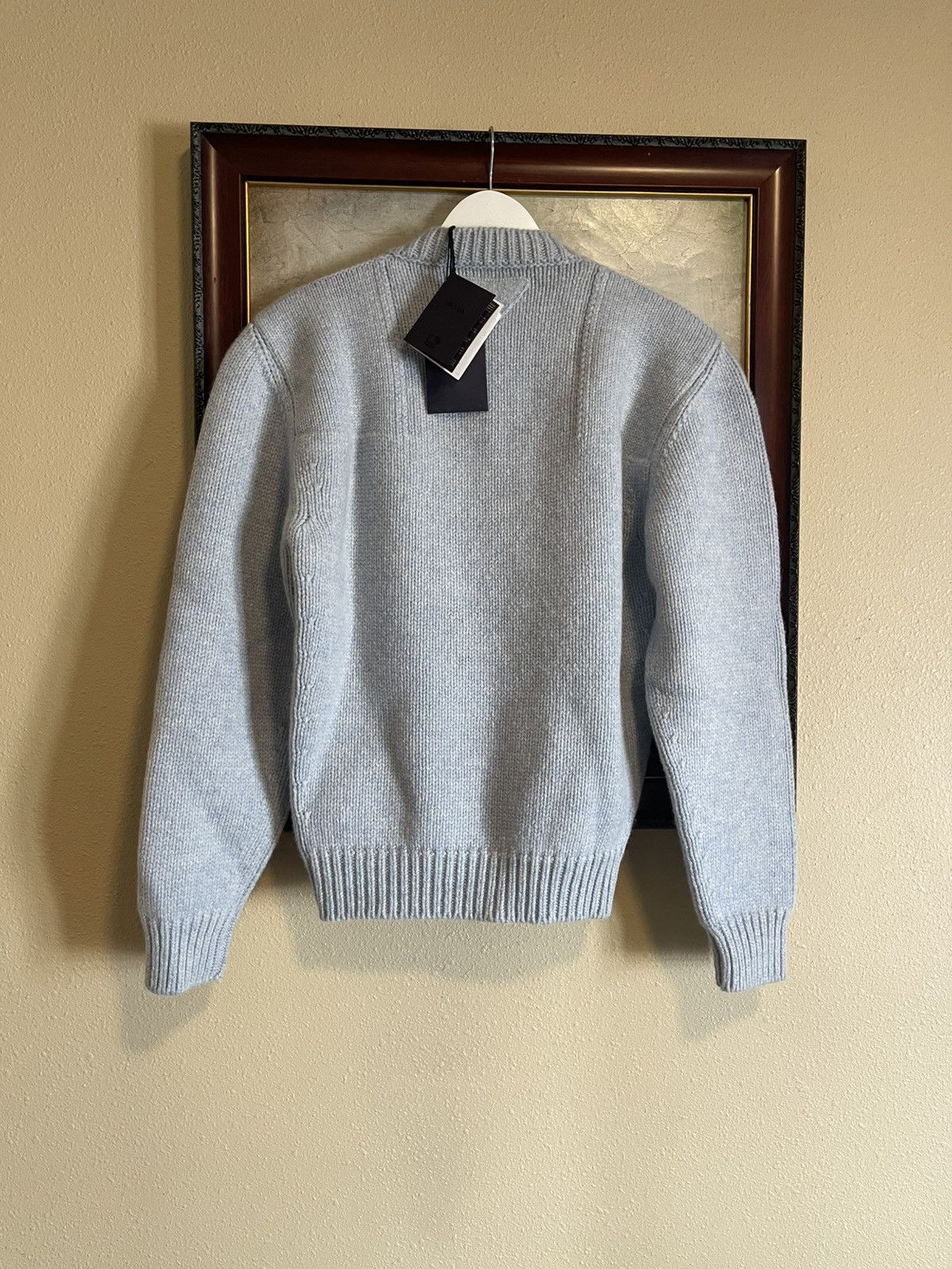 Prada Prada Mens Runway Sapphire Blue V-Neck Sweater Size US S / EU 44-46 / 1 - 7 Thumbnail