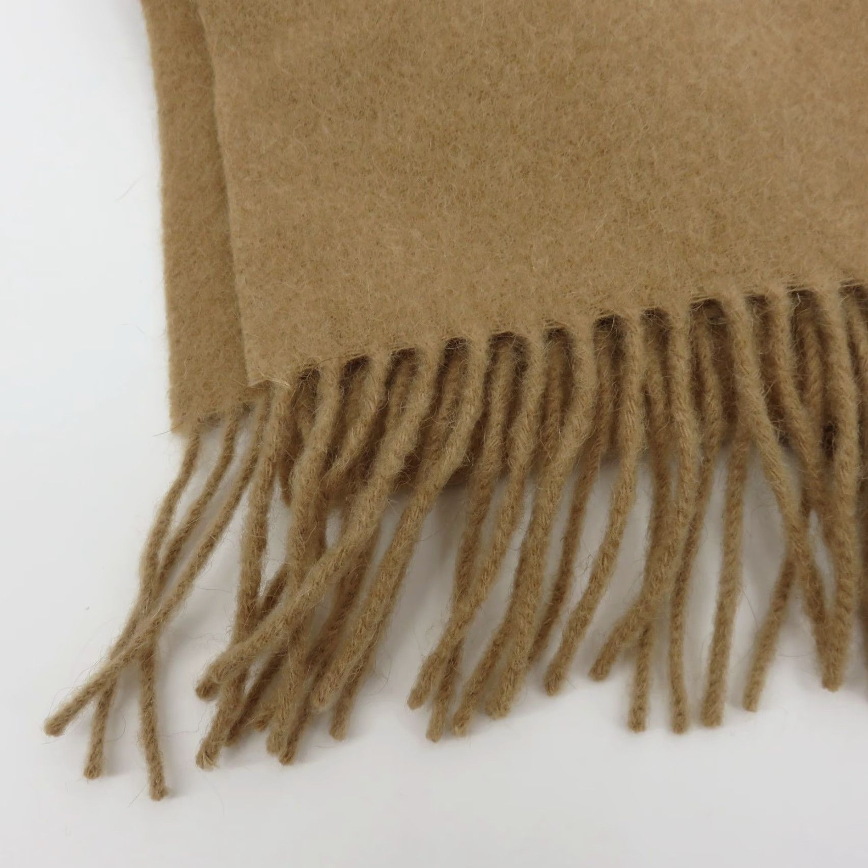 Lands' End VINTAGE Lands' End Scarf Rectangle Scarf Women Camel Hair Solid Tan Fringe Made in USA Brown 70" 11.25" Fringe Size ONE SIZE - 2 Thumbnail
