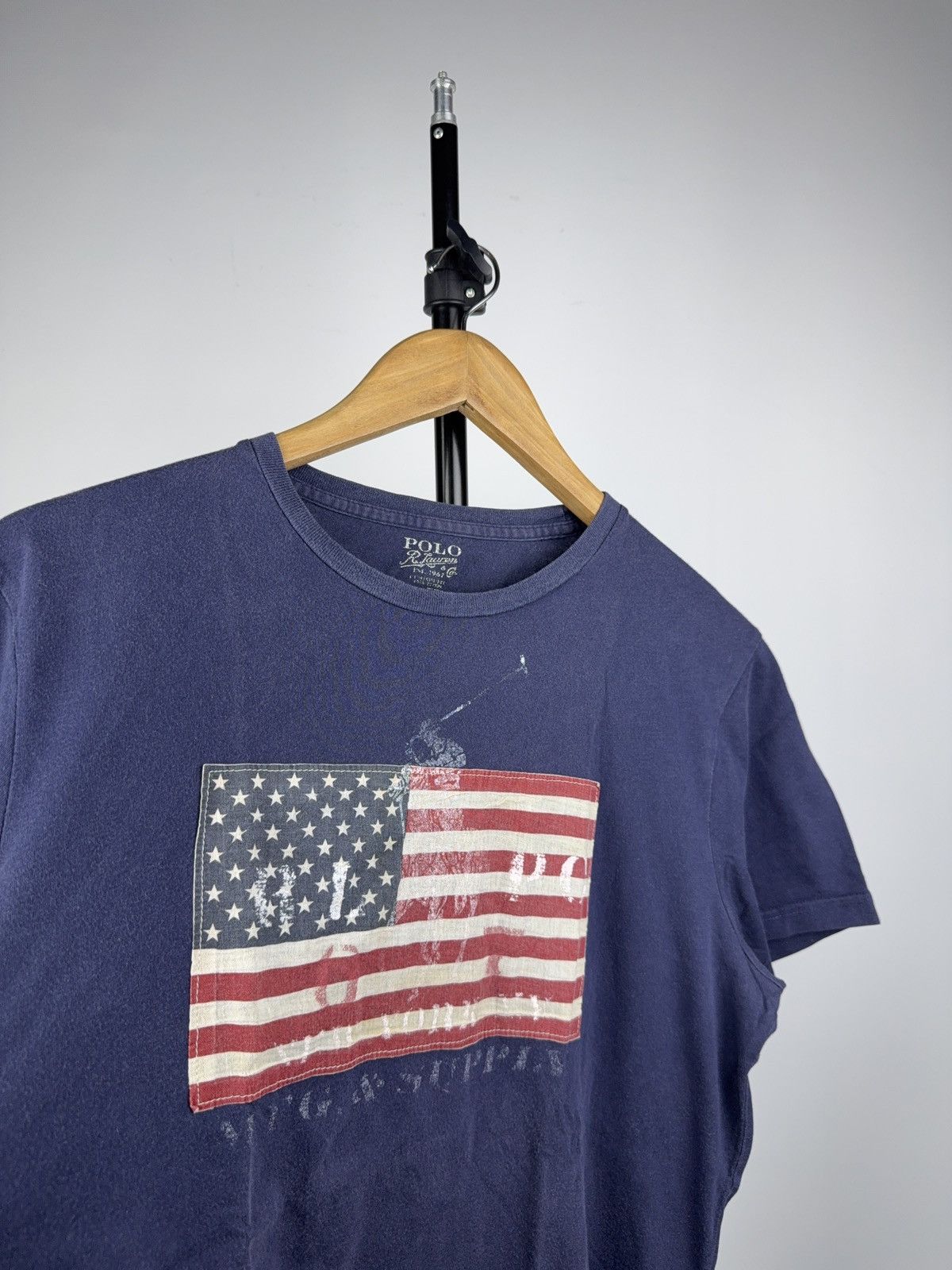 Polo Ralph Lauren 90s Polo Ralph Lauren Flag Logo Tee Navy USA Graphic Vintage Size US M / EU 48-50 / 2 - 3 Thumbnail