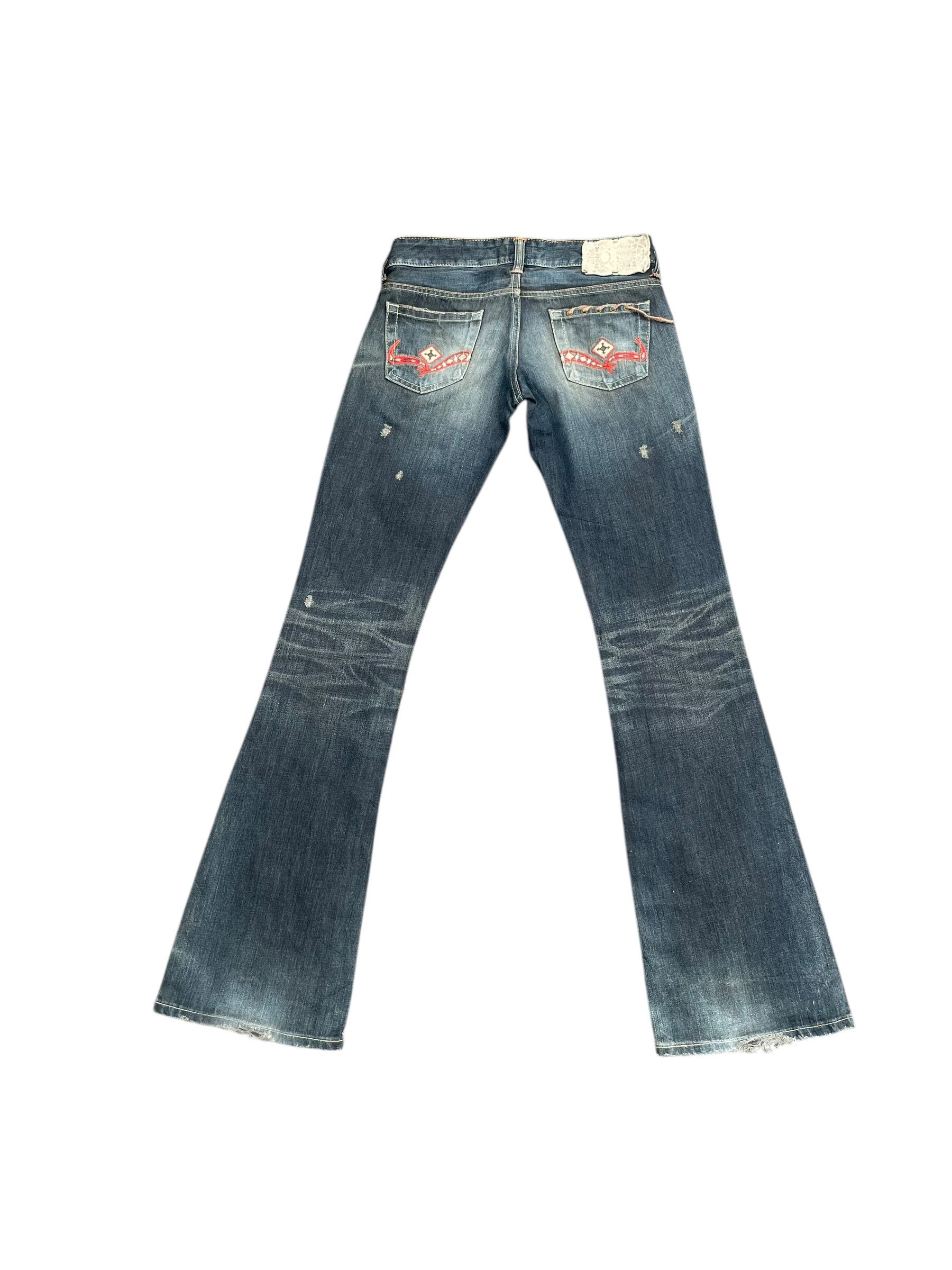 Edwin Vintage Flare Venus Jeans Distresed Denim Size 29" - 4 Thumbnail