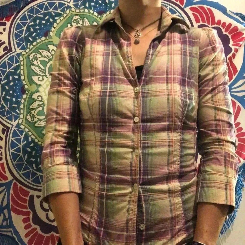 Designer Chic Women's Plaid Button-Up Shirt Size M / US 6-8 / IT 42-44 - 4 Thumbnail