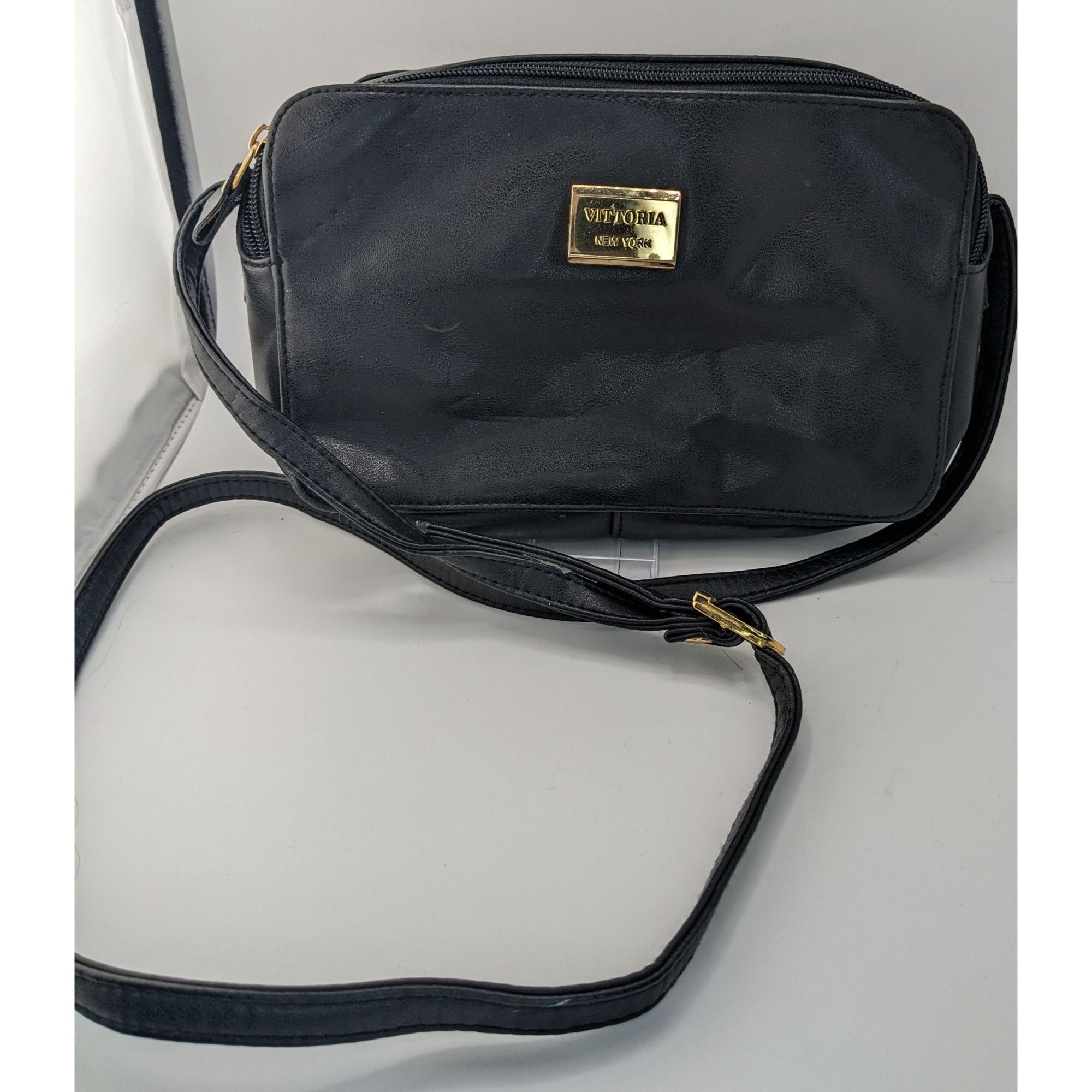 Other Vittoria New York Black Faux Leather Crossbody Bag With Gold Size ONE SIZE - 6 Thumbnail