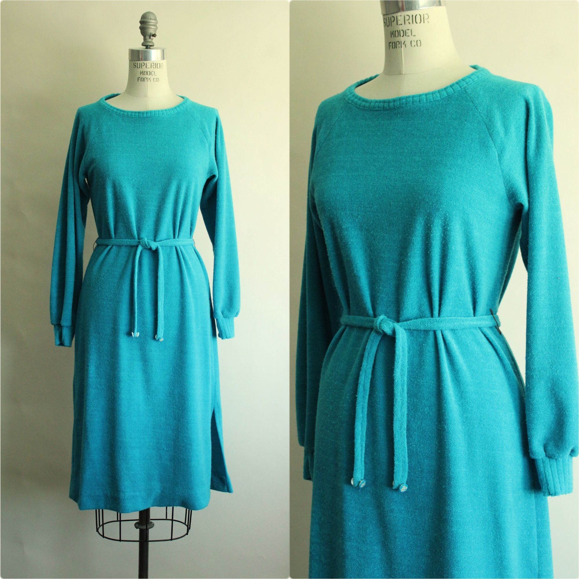 Vintage Vintage 1970s 1980s Dress with Belt, Jonathan Logan Blue Ter Size M / US 6-8 / IT 42-44 - 1 Thumbnail