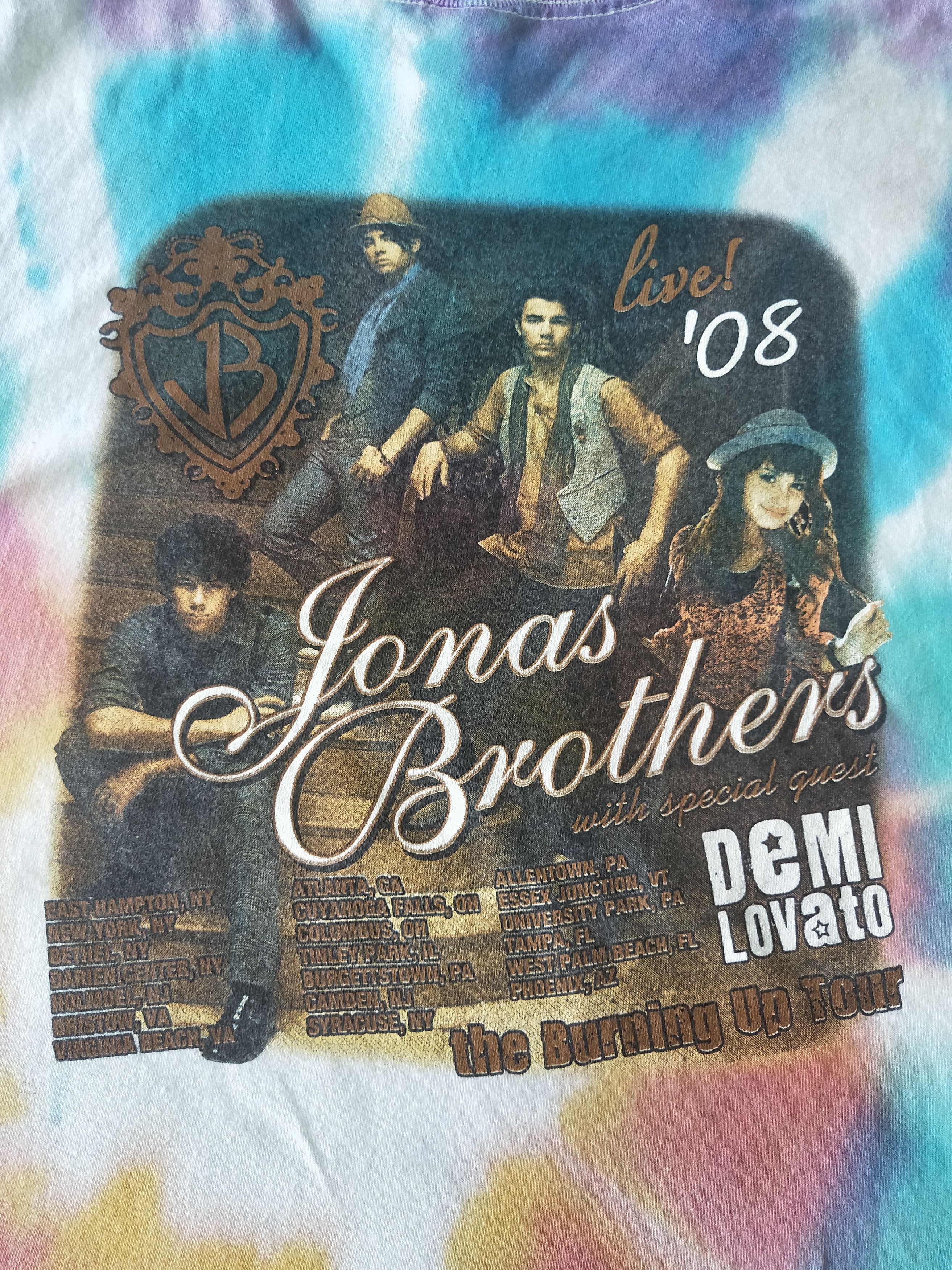 Band Tees × Vintage Vintage 2008 Jonas Brothers The Burning Up Tour Tie Dye Tee Size US XL / EU 56 / 4 - 4 Thumbnail