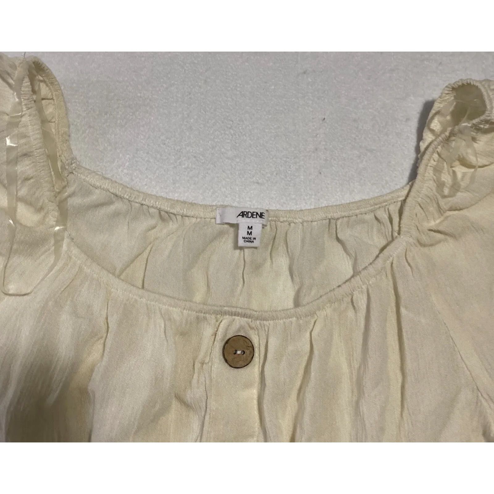 Vintage Ardene Shirt Blouse Women’s M White 100% Cotton Boat Neck Short Sleeve Top Ladies Medium Regular Fit Casual Sexy Lightweight Modern Theme Size M / US 6-8 / IT 42-44 - 2 Thumbnail