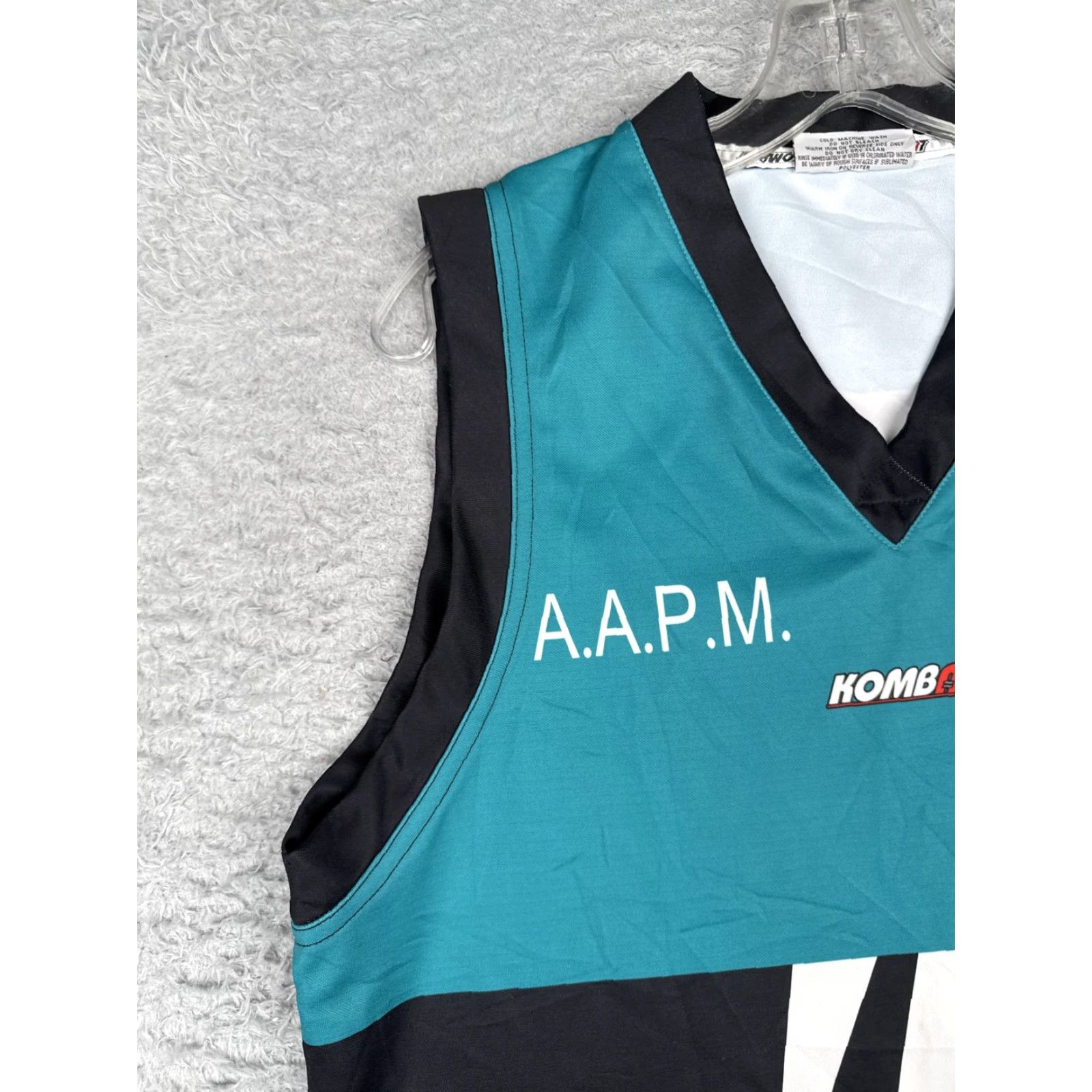 Vintage Kombat Northern Jets Jersey Mens M Sleeveless Teal Black 18 AFL V-Neck Tank Shirt Sports Graphic Print Lightweight Breathable Size US M / EU 48-50 / 2 - 3 Thumbnail