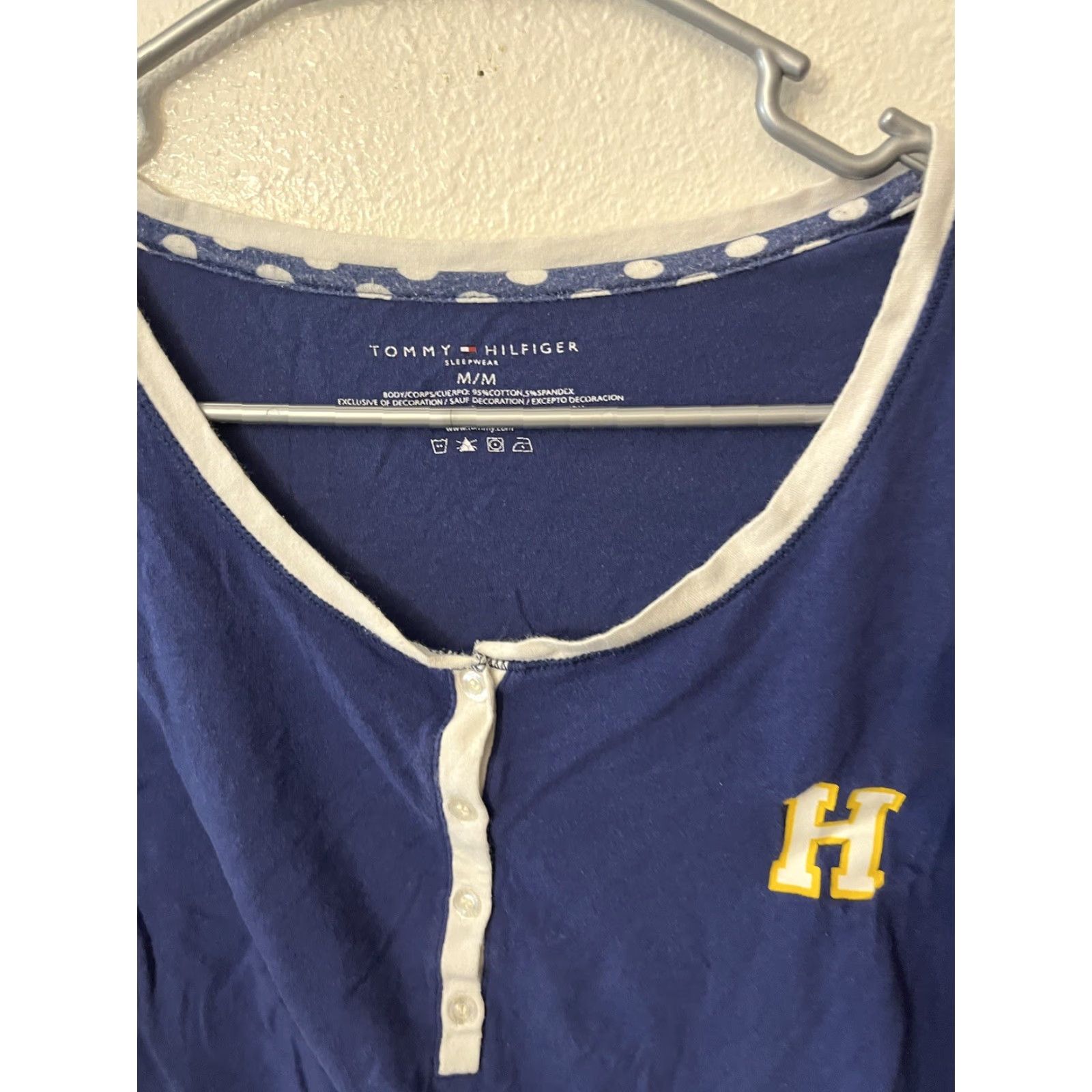 Tommy Hilfiger Tommy Hilfiger Womens Henley Long Sleeve Shirt Blue Medium Sleep Striped Casual Easy Care Size M / US 6-8 / IT 42-44 - 3 Thumbnail