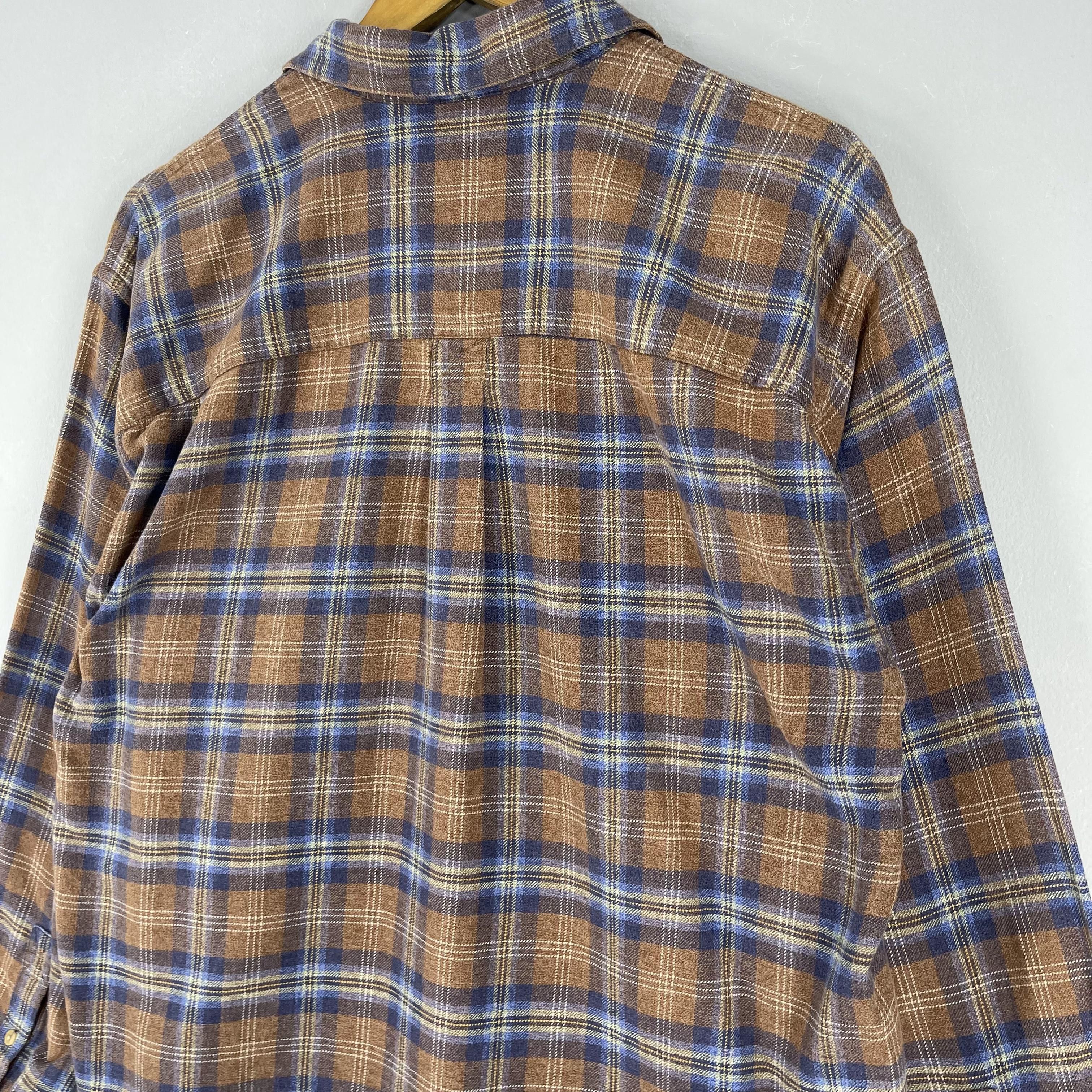 Flannel Vintage Checkered Tartan Brown/Blue Flannel Button Up Size US L / EU 52-54 / 3 - 9 Thumbnail