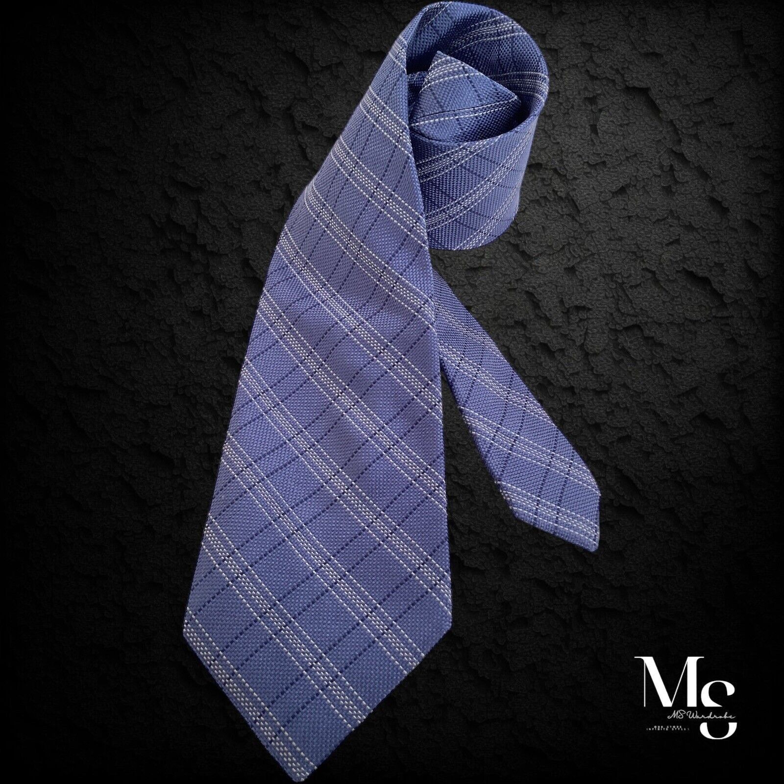 Canali CANALI Blue PLaid Silk Tie Made In Italy W: 3.75" EX COND Size ONE SIZE - 1 Thumbnail