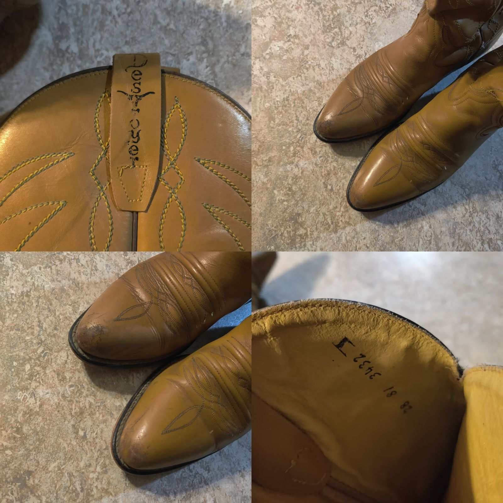 Vintage VINTAGE Destroyer Cowboy Boots Mens Size 8.5 Yellow Leather Western 1980s Boots Size US 9 / EU 42 - 8 Thumbnail