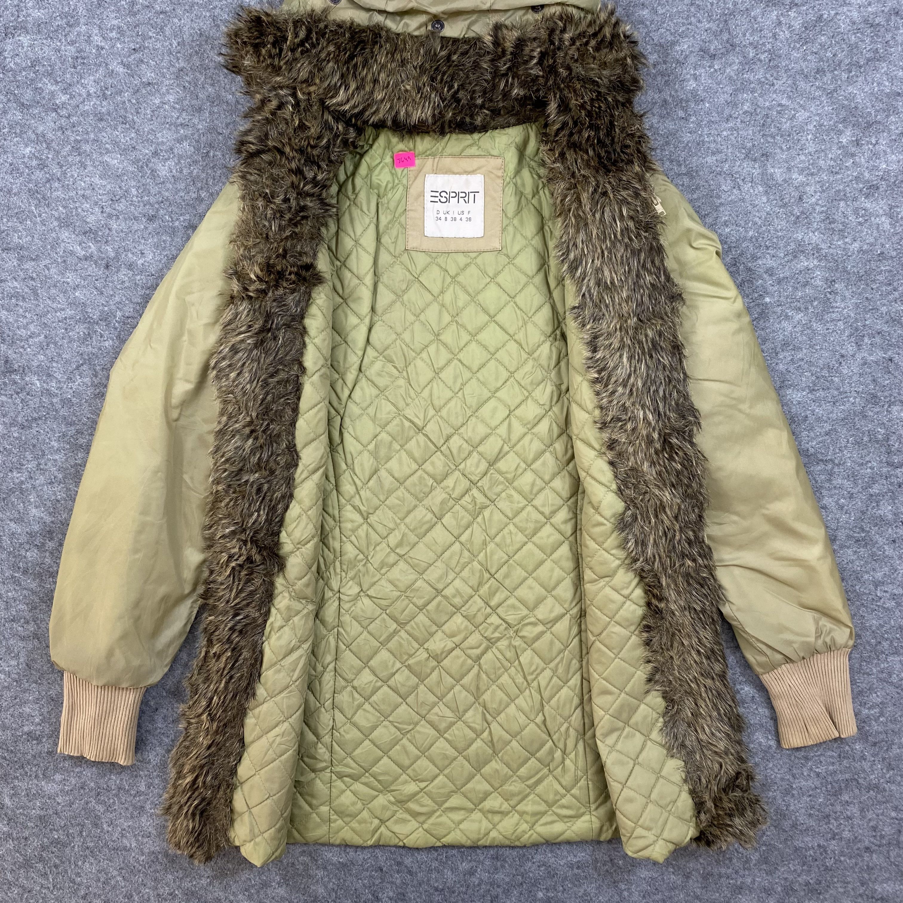 Vintage VINTAGE ESPRIT Y2K Green Faux Fur Hooded Parka Jacket-J649 Size US XS / EU 42 / 0 - 3 Thumbnail
