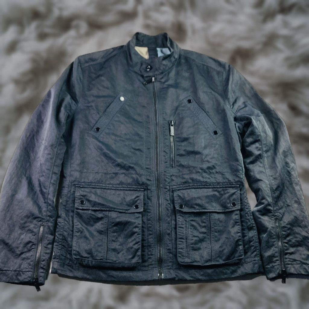 VINTAGE Hugo Boss Orange Men's Military Coat Jacket Black 40R US Polyamide Zip Dry Clean Only Army Military Jacket Mens