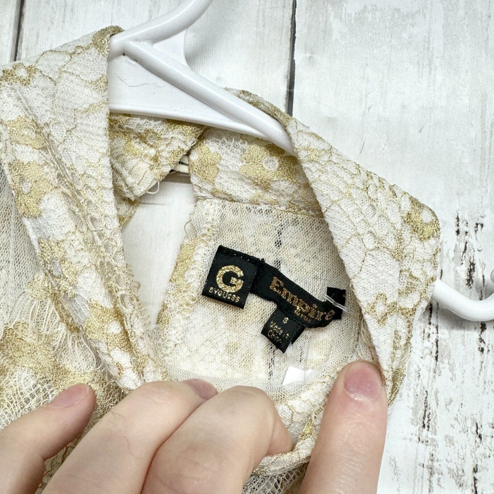 Guess Guess Empire Small Sheer Lace Golden Ivory Turtleneck Size S / US 4 / IT 40 - 2 Thumbnail