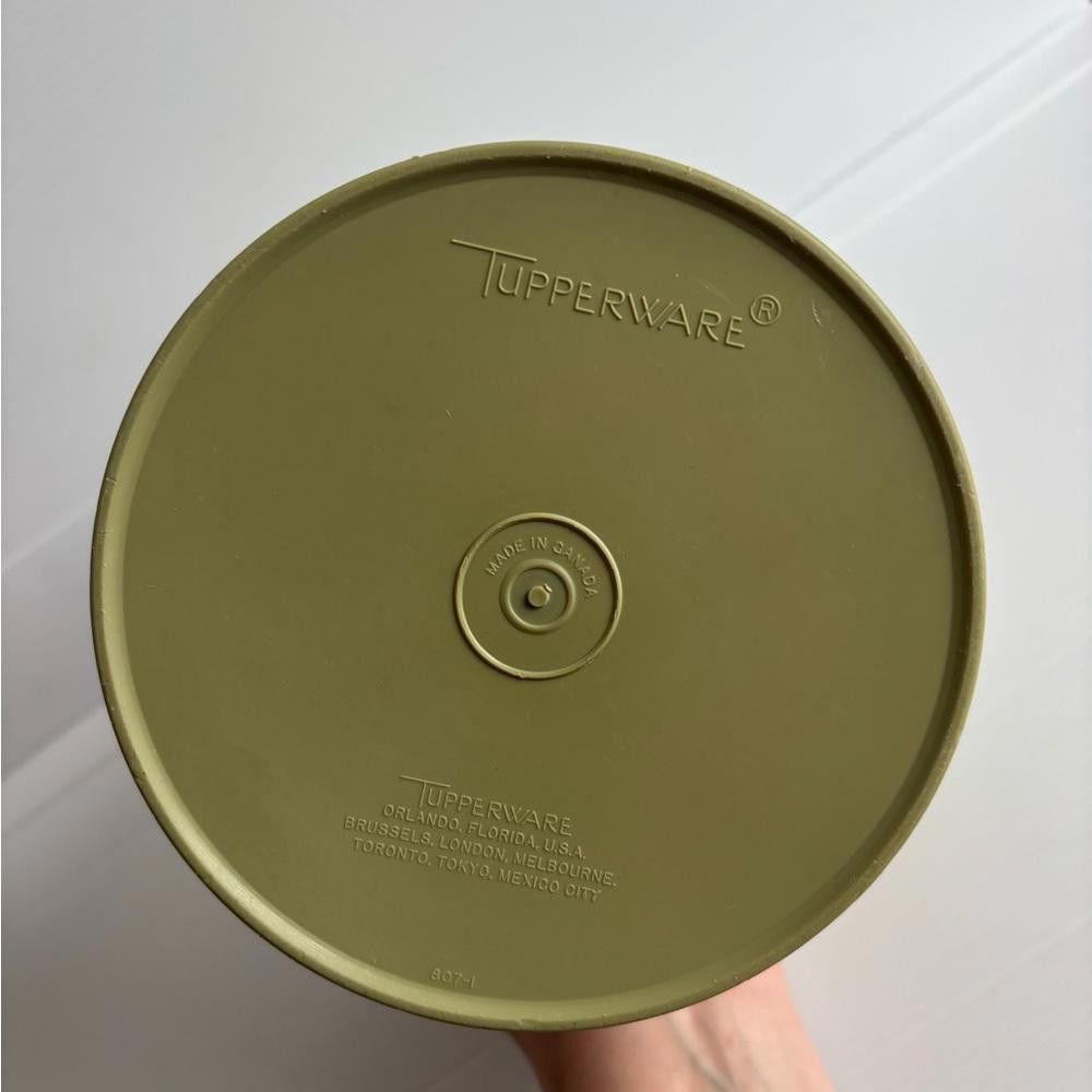 Designer Vintage Tupperware Avocado Green with Yellow Flower Design Size ONE SIZE - 2 Thumbnail
