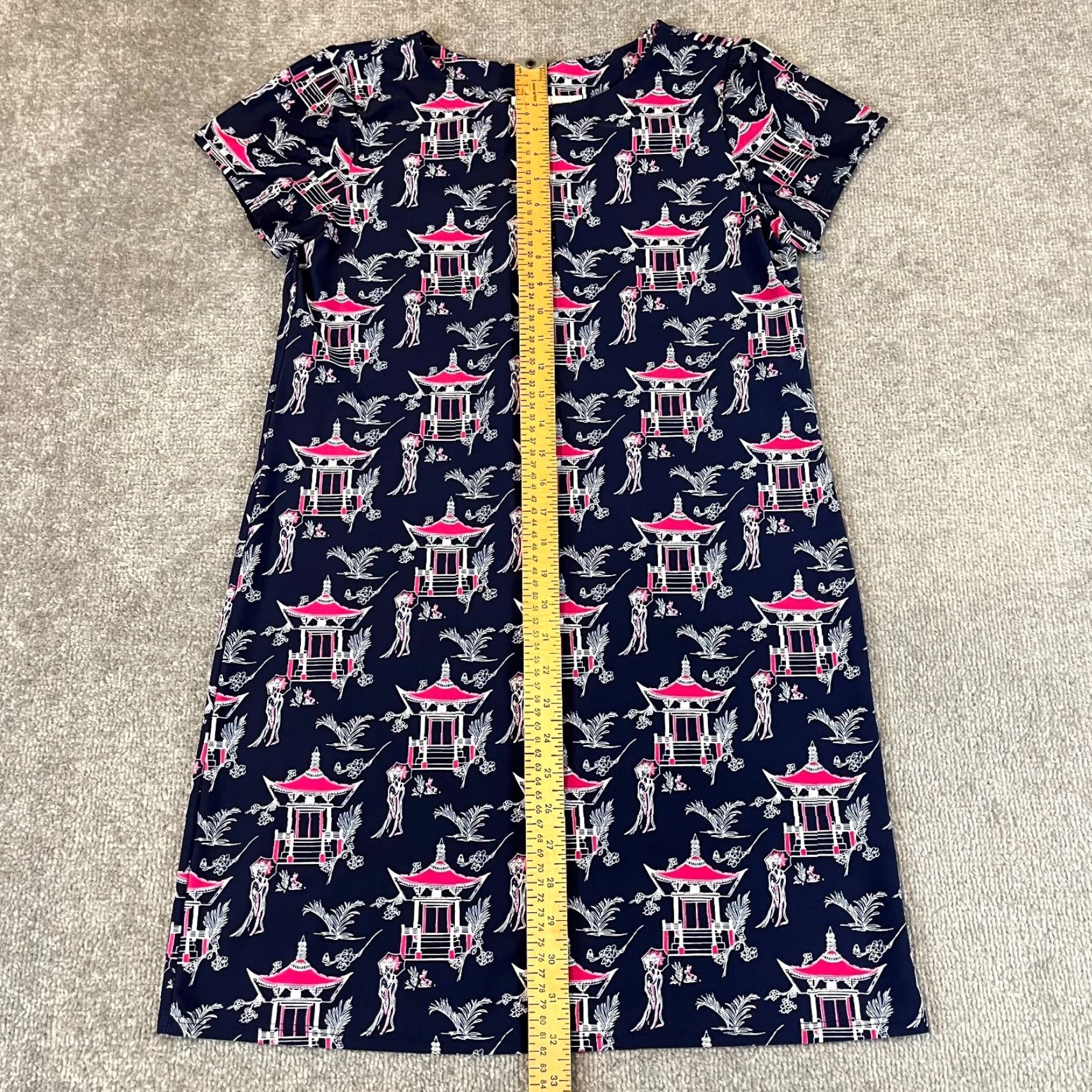 Vintage JUDE CONNALLY Top Women XS Ella Pagoda Toile Navy Asian 32" Micro Dress Crewneck Size XS / US 0-2 / IT 36-38 - 3 Thumbnail
