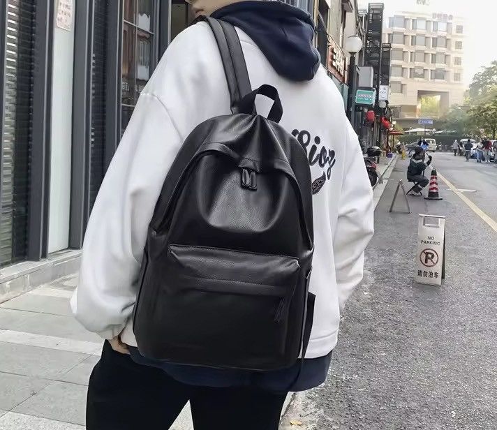 Japanese Brand Soft Casual Basic PU Leather Backpack Size ONE SIZE - 2 Thumbnail