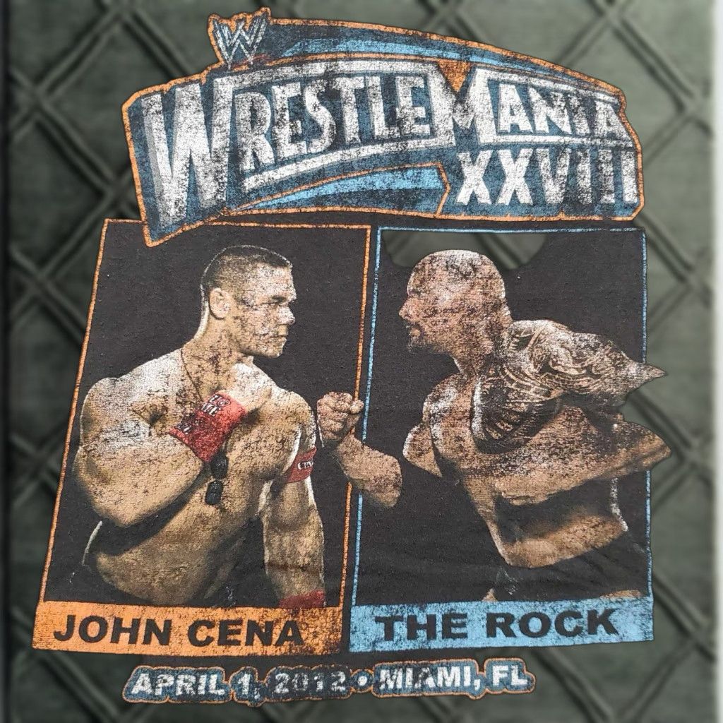 Vintage VINTAGE WWE T-Shirt The Rock vs John Cena Wrestle Mania 28 2XL Black 2012 Miami Florida Shirt Mens Regular Logo Size US XXL / EU 58 / 5 - 1 Thumbnail