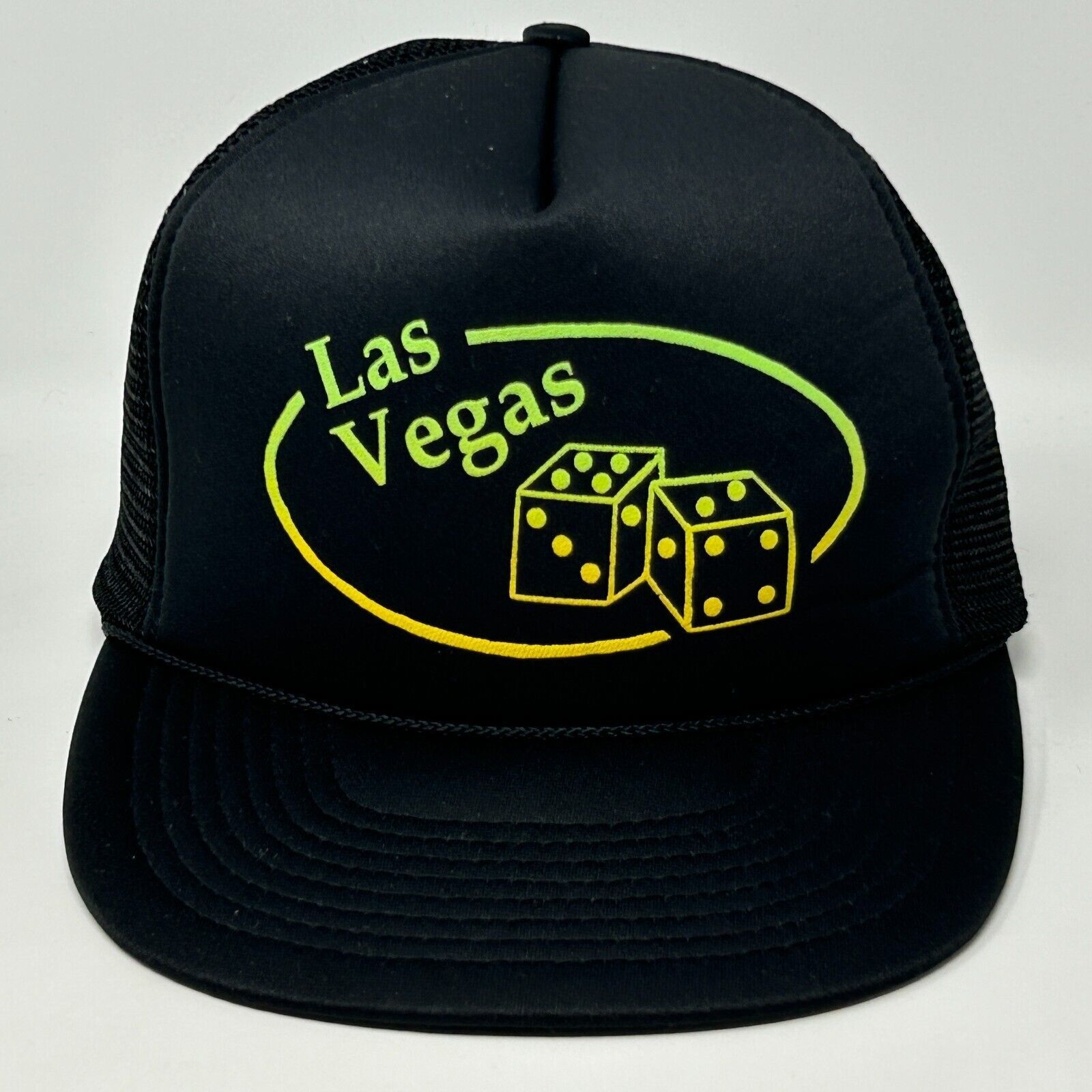 Vintage Vintage 90s Las Vegas Trucker Hat Baseball Cap Craps Black Size ONE SIZE - 1 Thumbnail