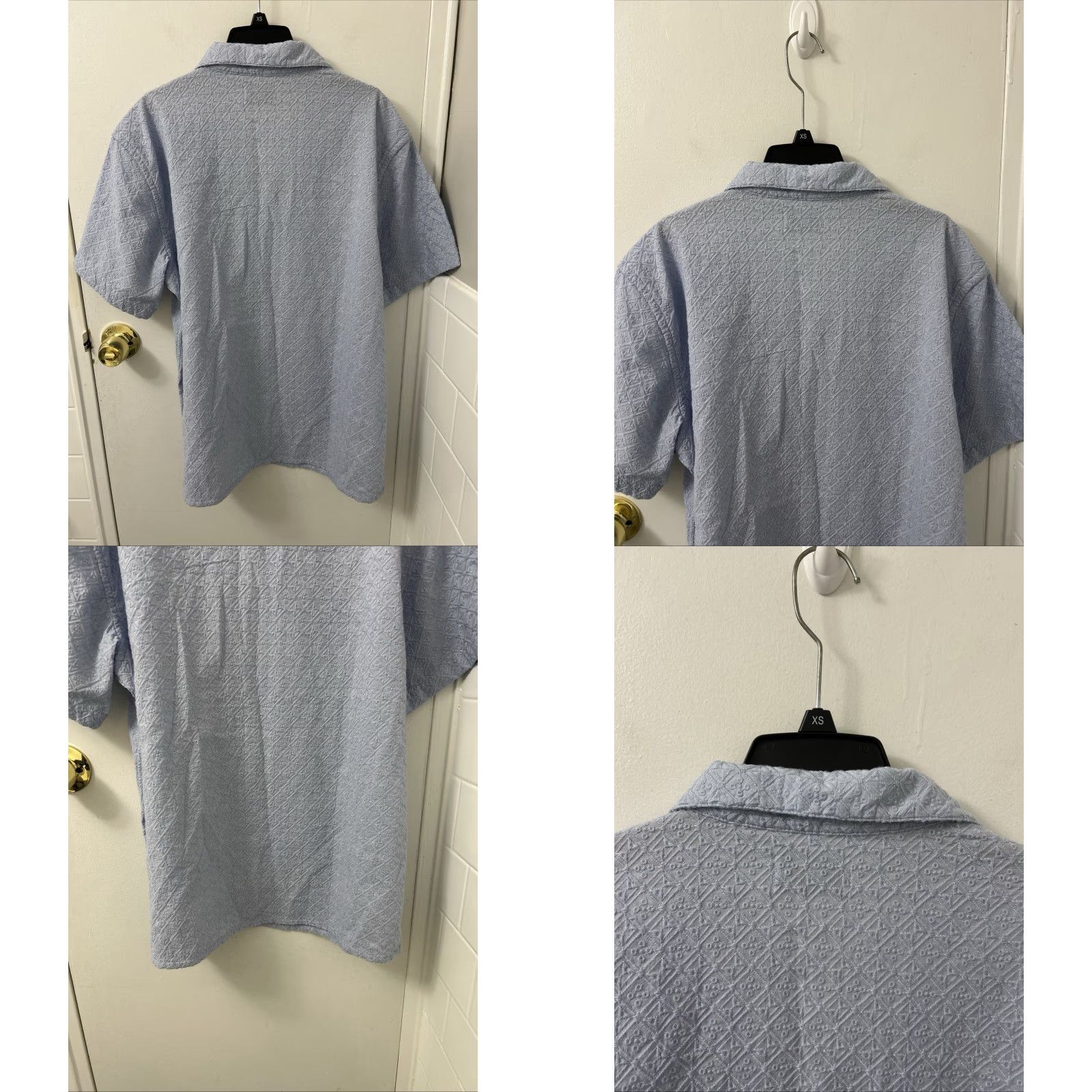 Old Navy VINTAGE? No — Old Navy Shirt Mens Large Blue Geometric Button Down S/S MSRP 40? Size US L / EU 52-54 / 3 - 8 Thumbnail