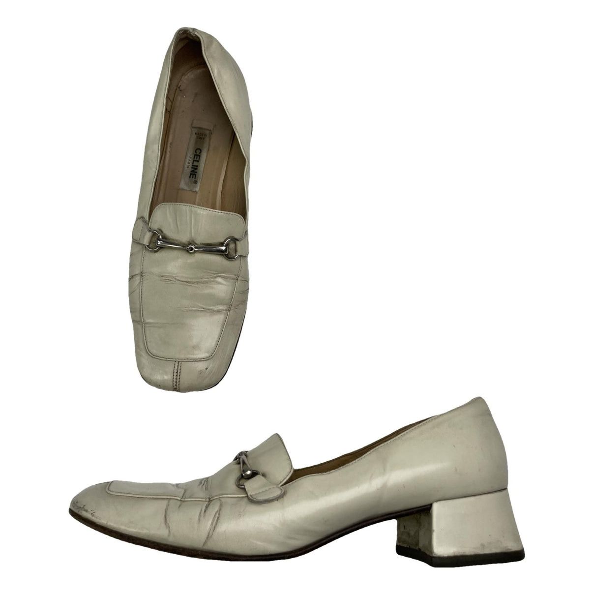 Celine Triomphe White Leather Flat Size US 6 / IT 36 - 1 Thumbnail