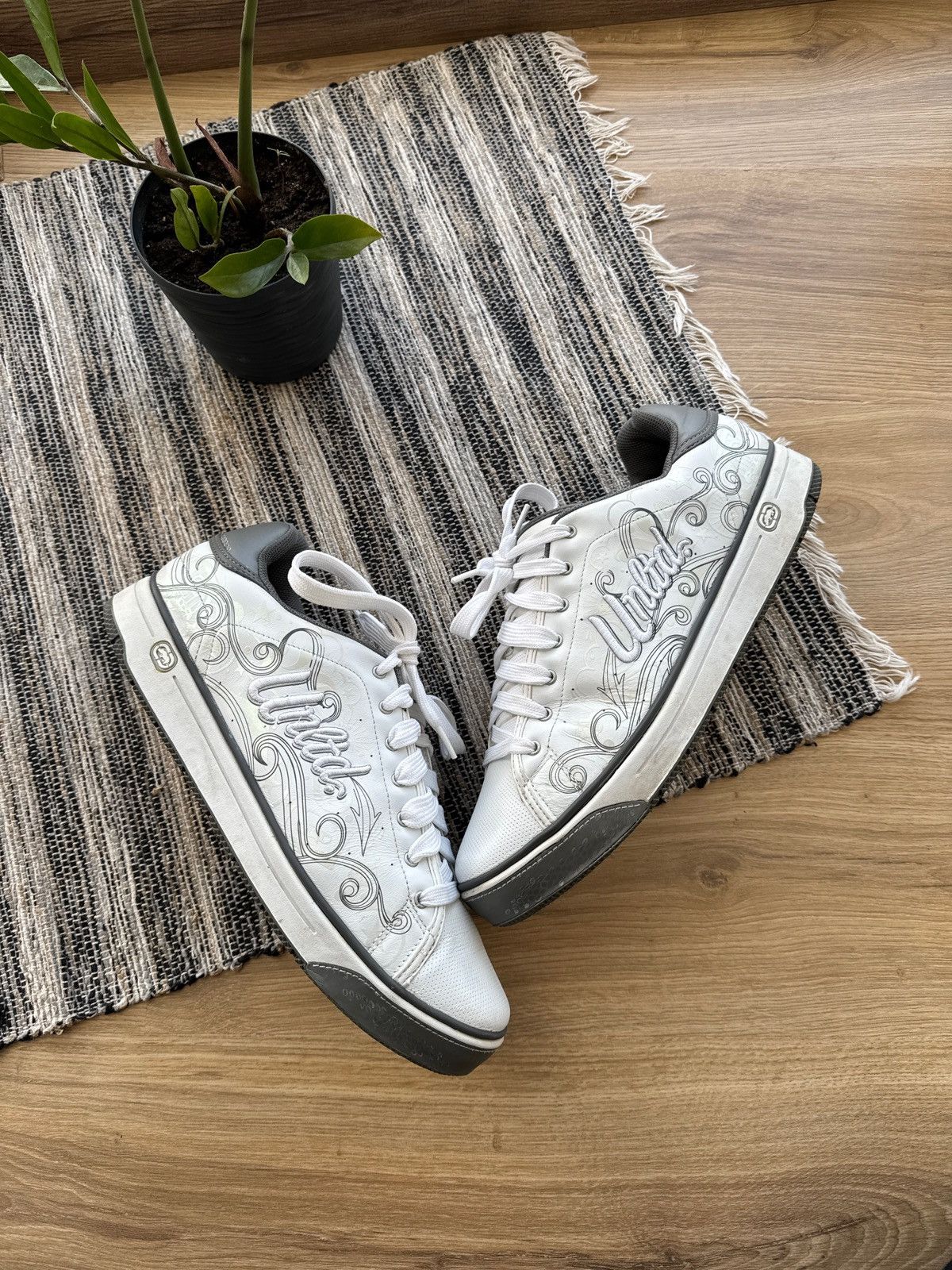 Ecko Unltd. × Vintage Ecko Unltd. Big logo Y2K Leather white sneakers shoes Size US 13 / EU 46 - 3 Thumbnail